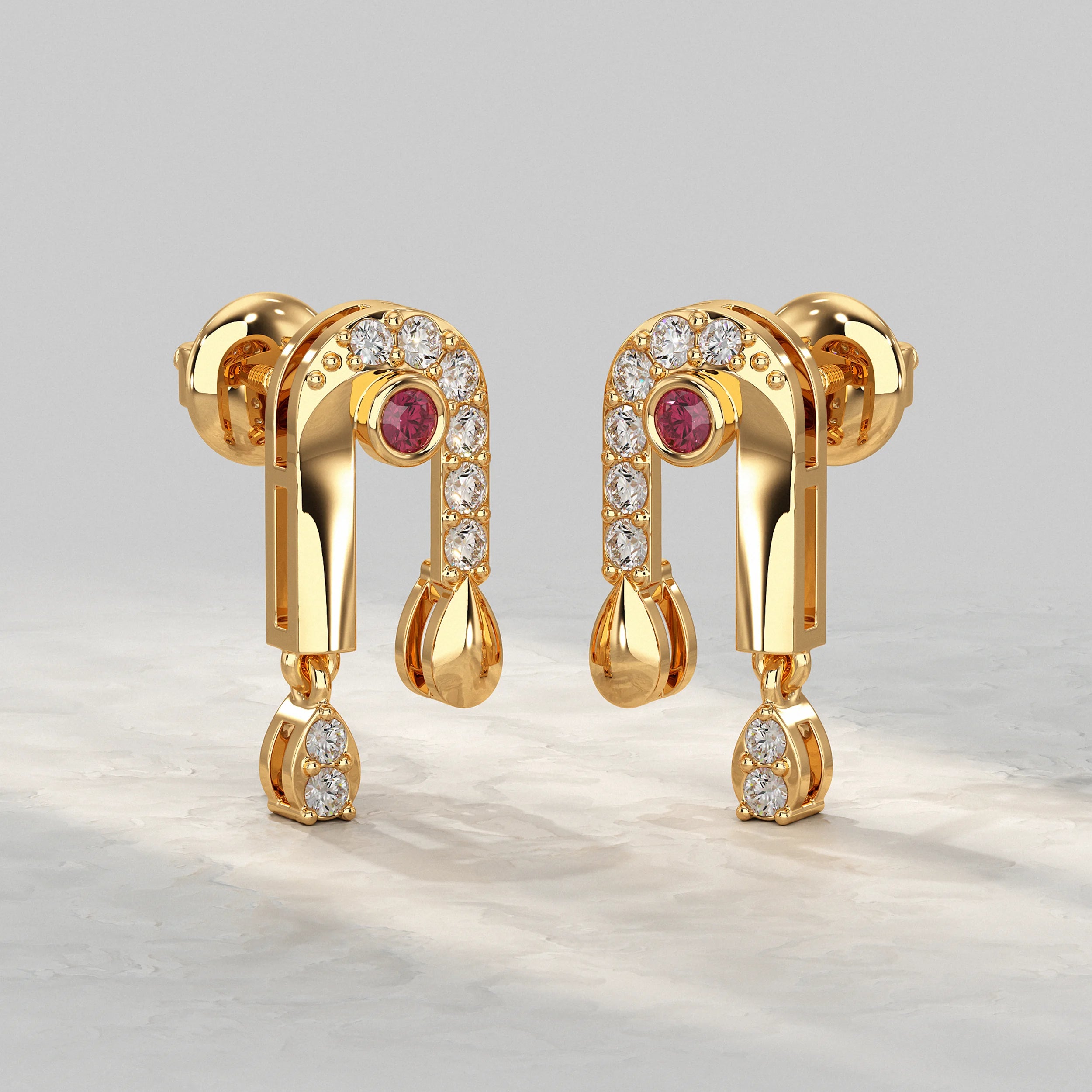 Ruby And Diamond Drop Accent Stud Earrings Earrings