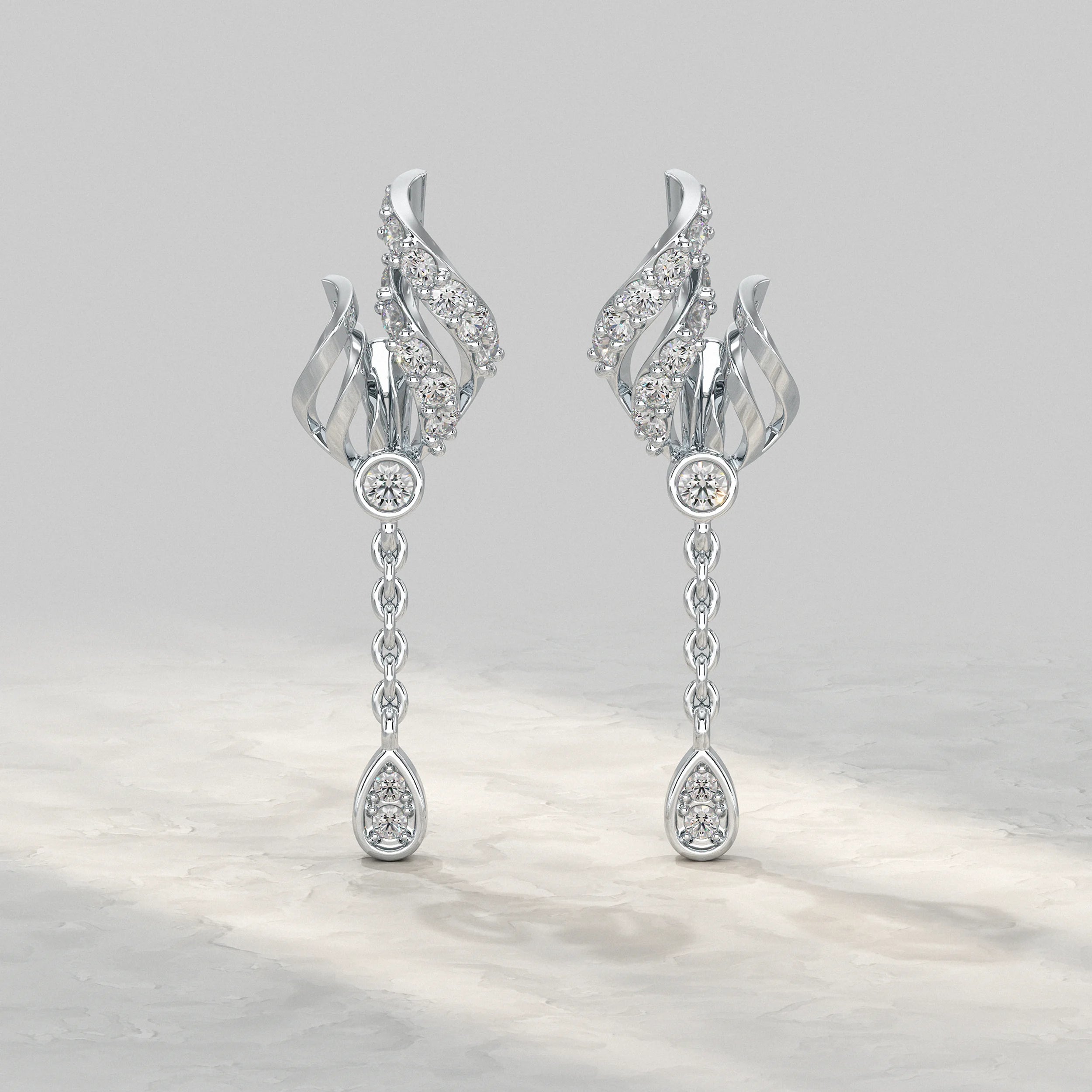 Twisted Lab Diamond Chain Drop Earrings Earrings