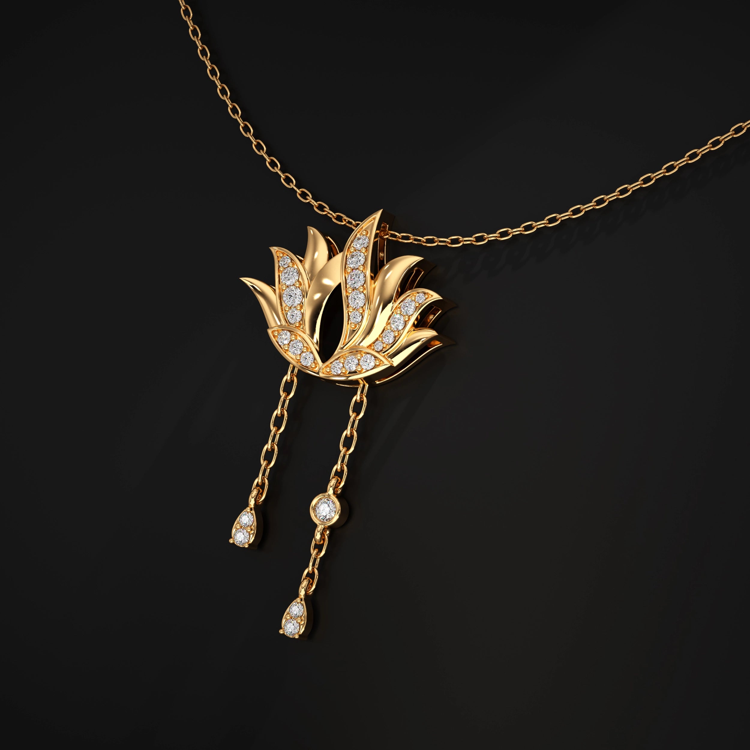 Lotus Pendant With Diamond Accent Pendant