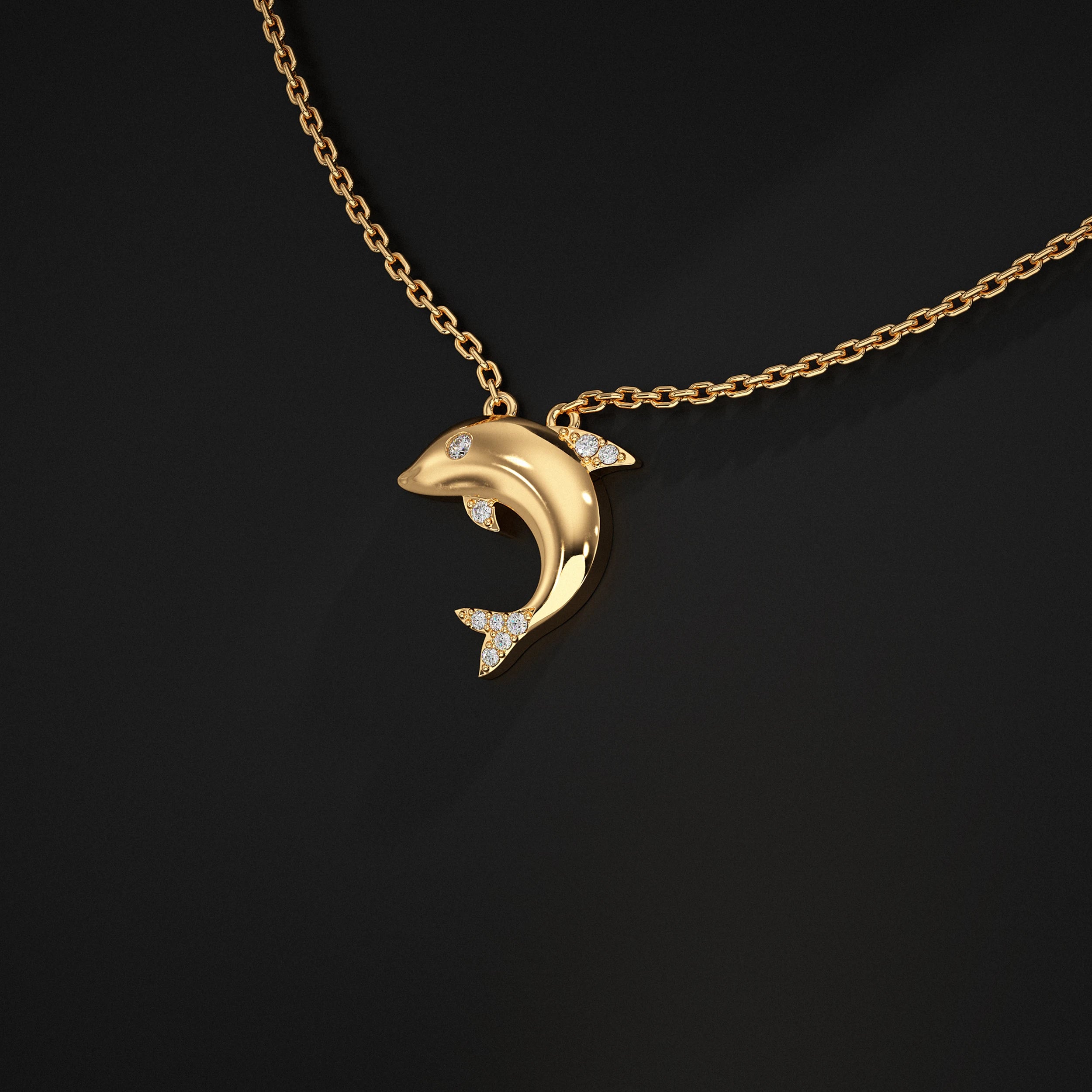 Yellow Gold Dolphin Pendant Pendant