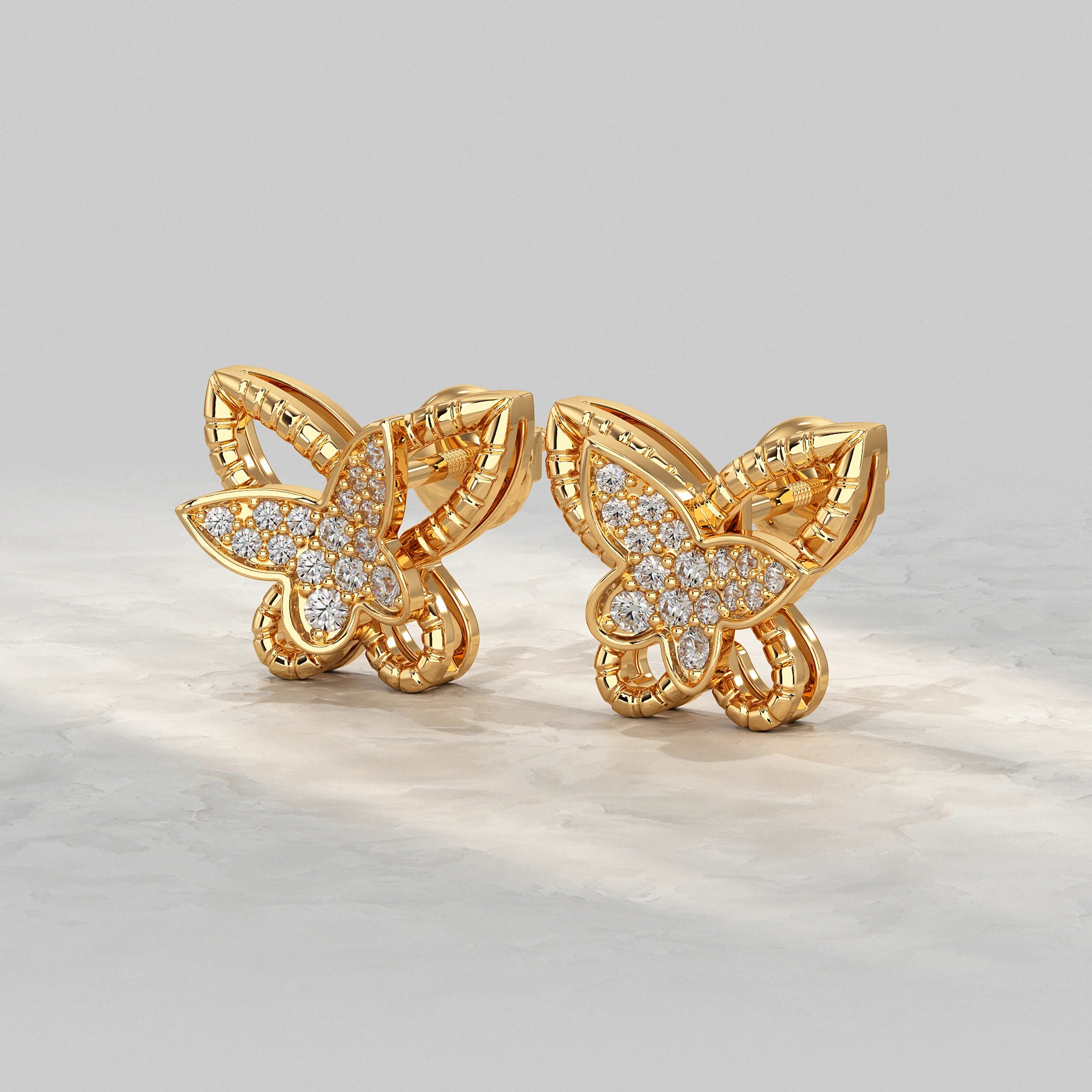Dual Butterfly Lab Diamond Stud Earrings Earrings