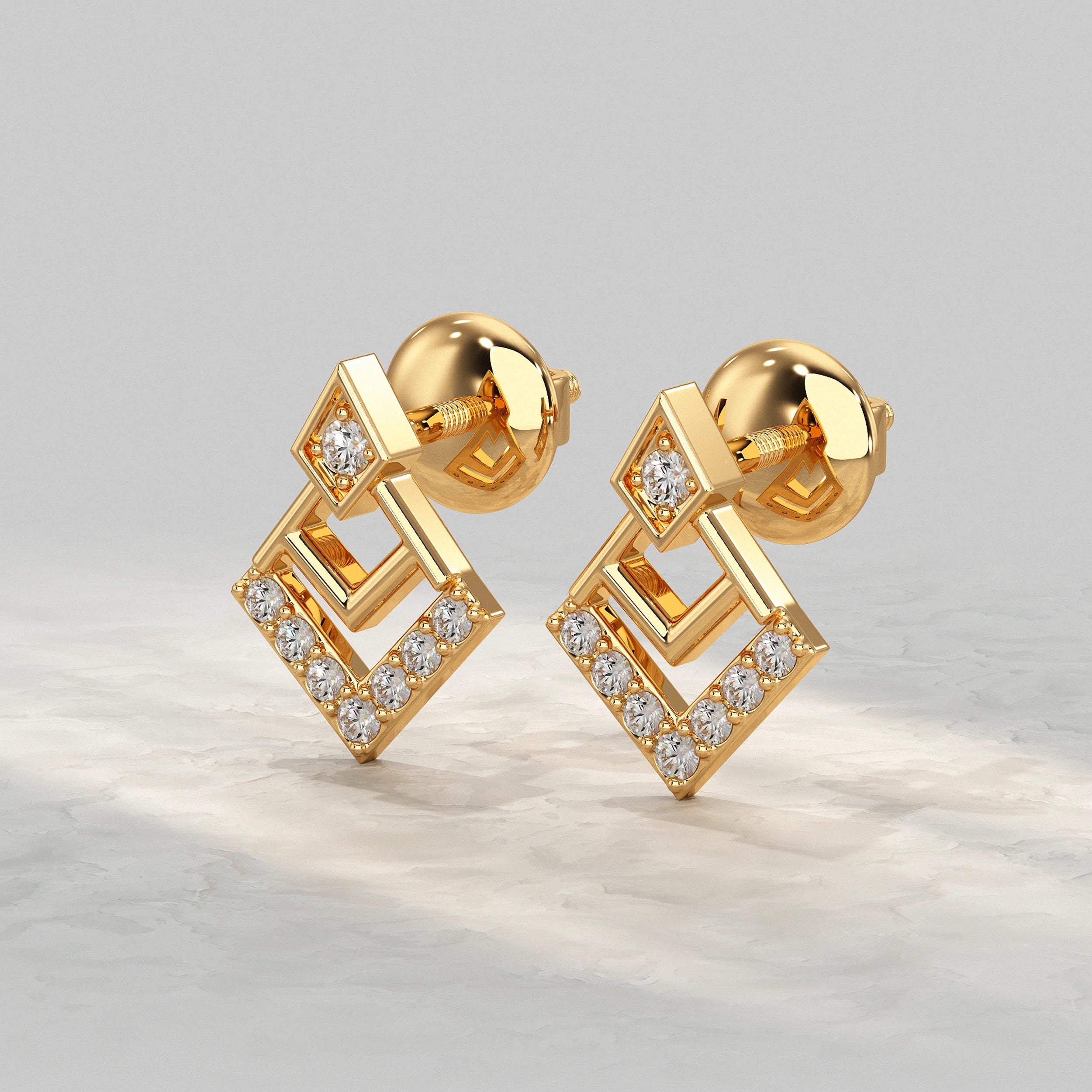 Chevron Square Lab Diamond Stud Earrings Earrings