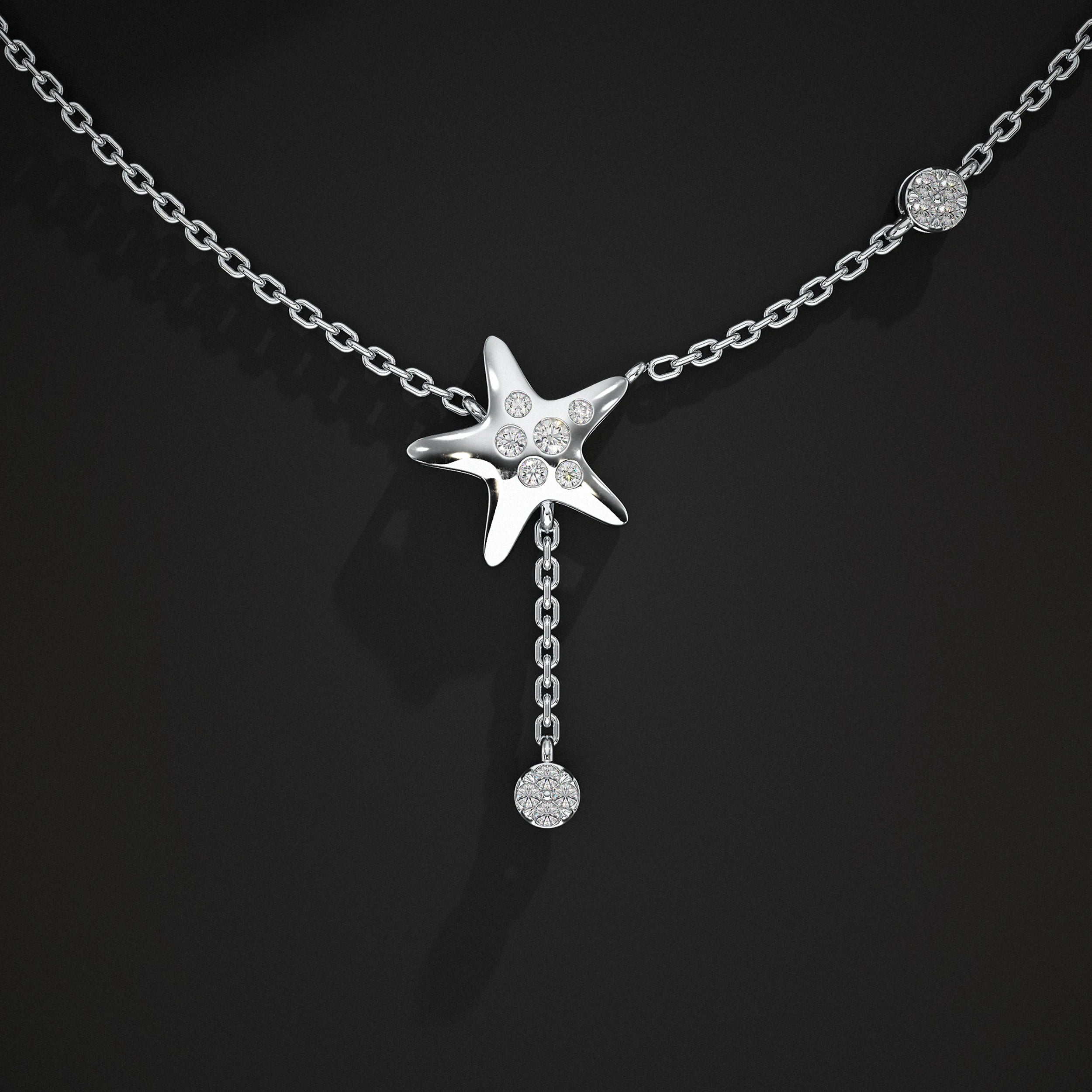 Star Cut Lab Diamond Drop Necklace Pendant