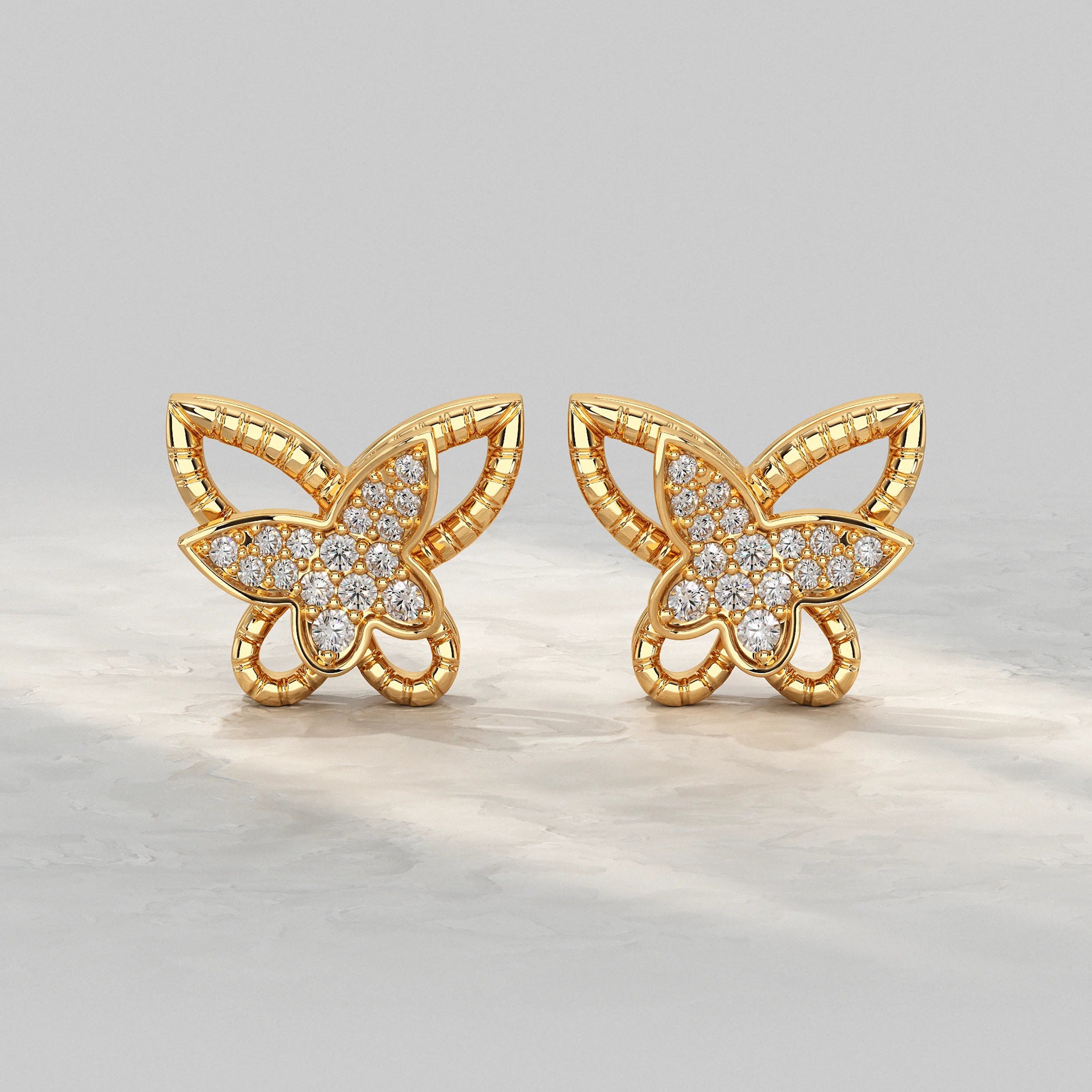 Dual Butterfly Lab Diamond Stud Earrings Earrings