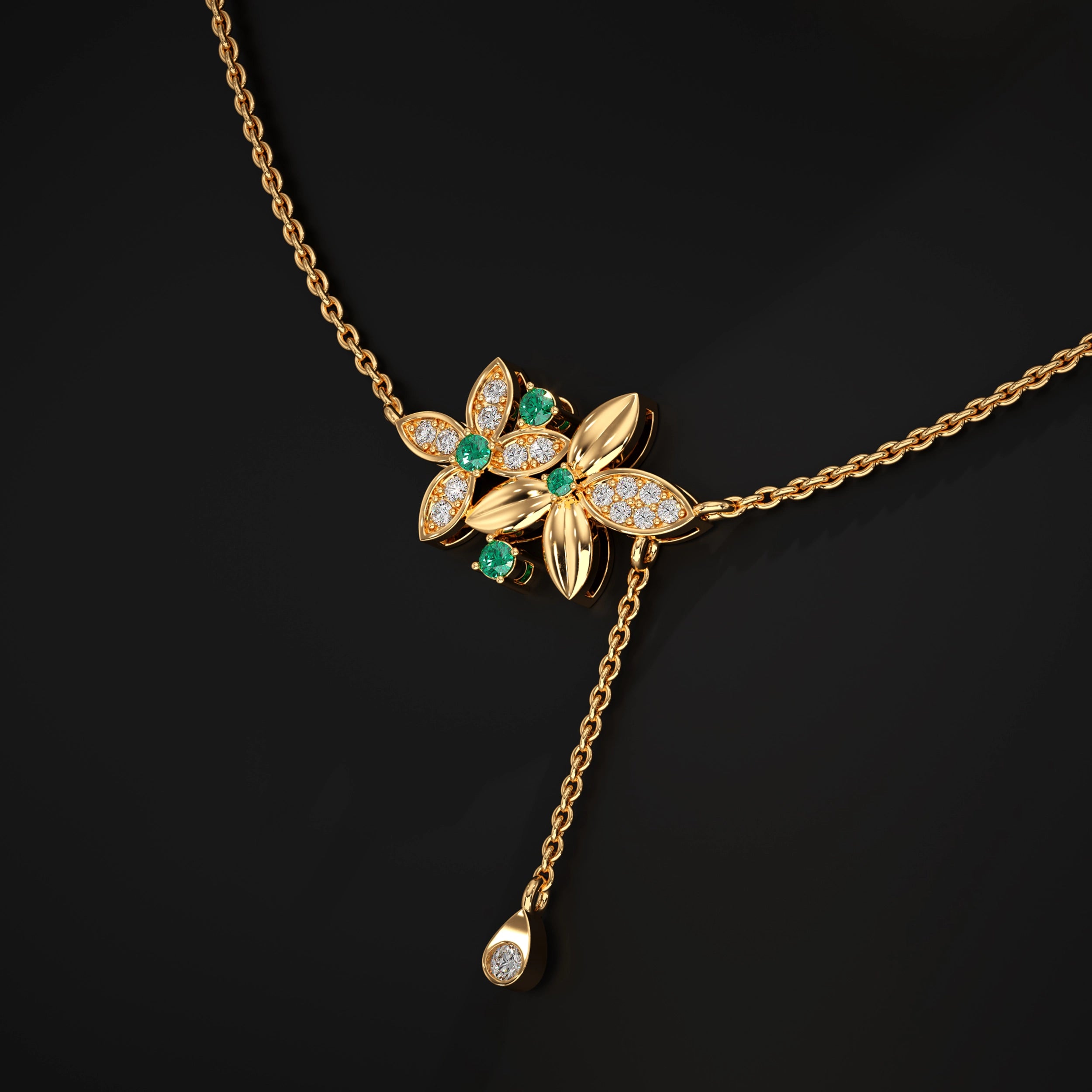Dual Flower Lab Grown Diamond Pendant Pendant