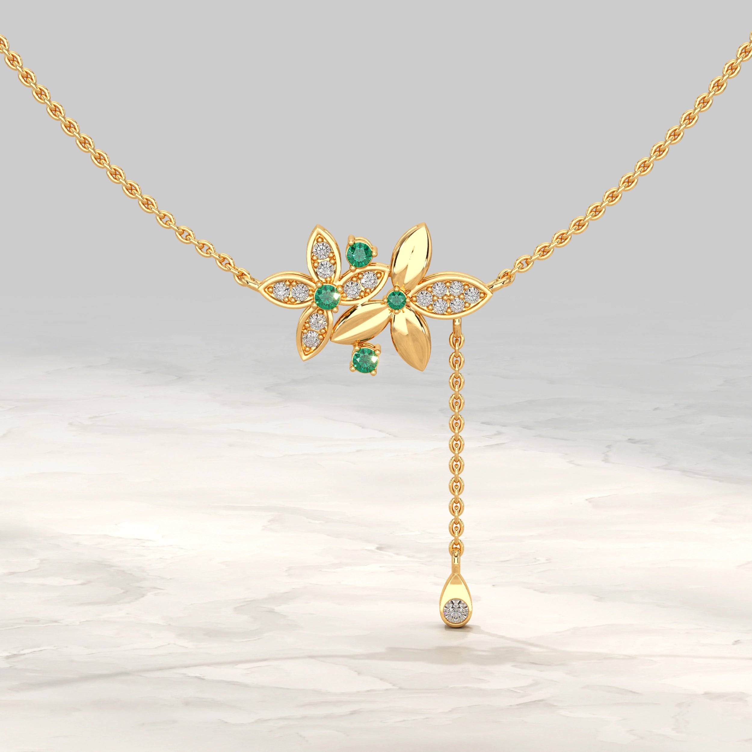 Dual Flower Lab Grown Diamond Pendant Pendant