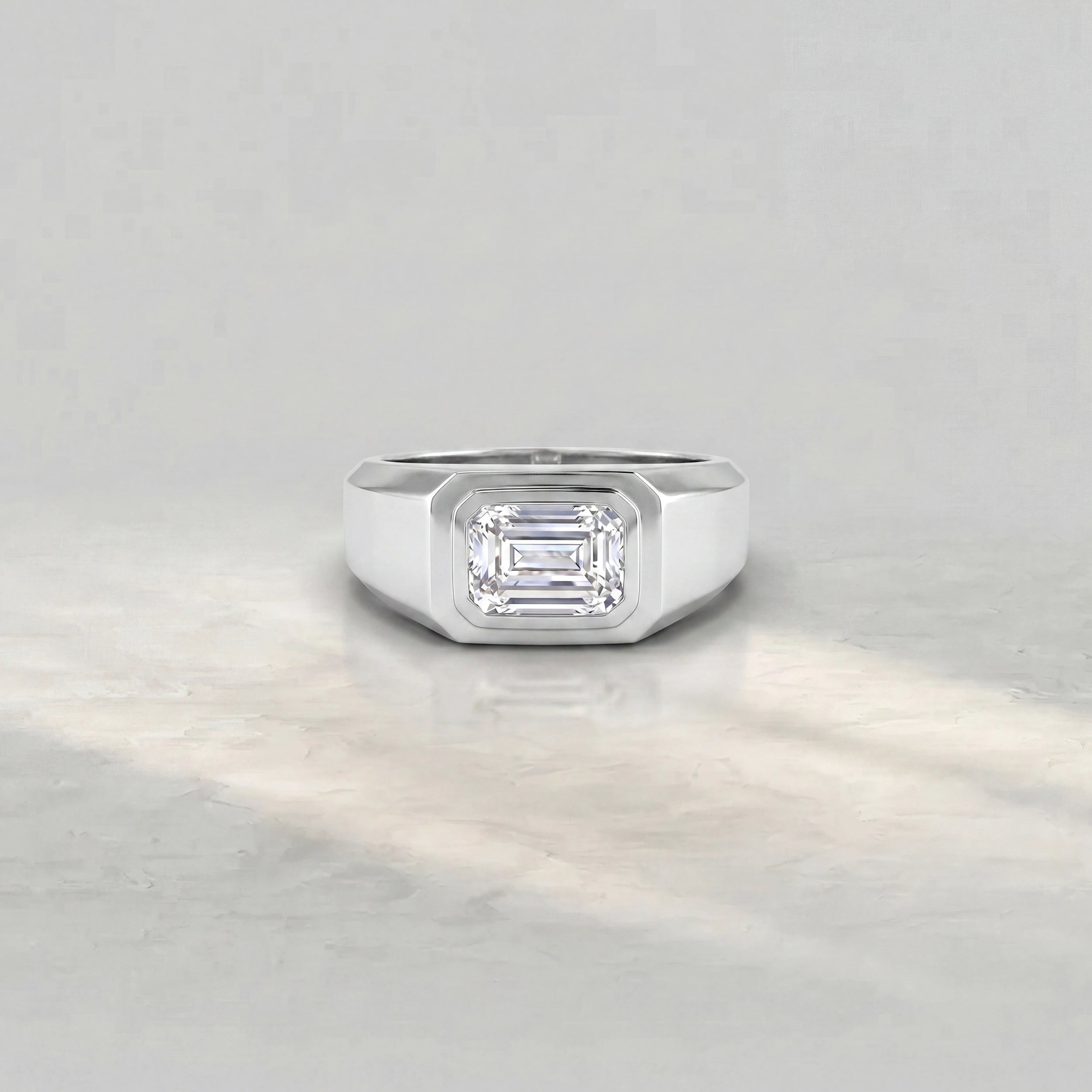 East West Emerald Diamond Men's Wedding Band Band