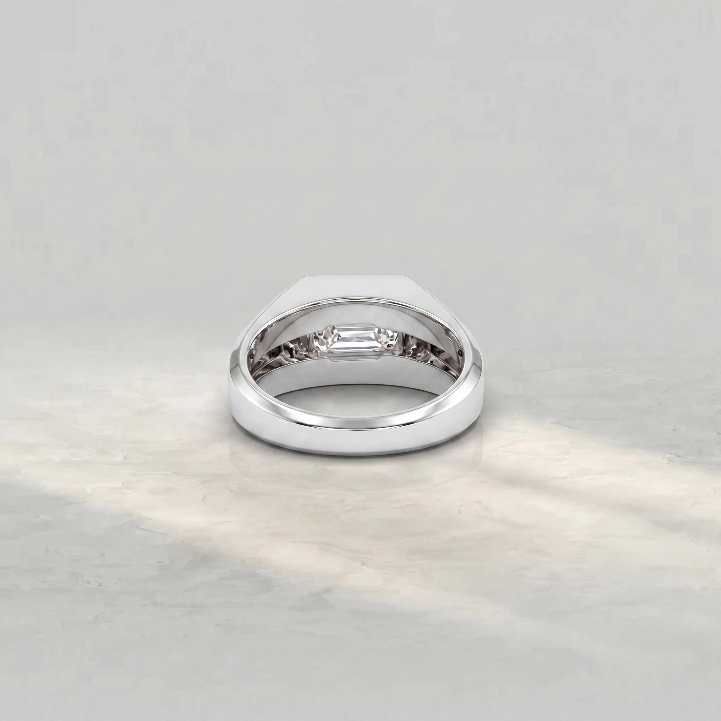 East West Emerald Diamond Men's Wedding Band Band