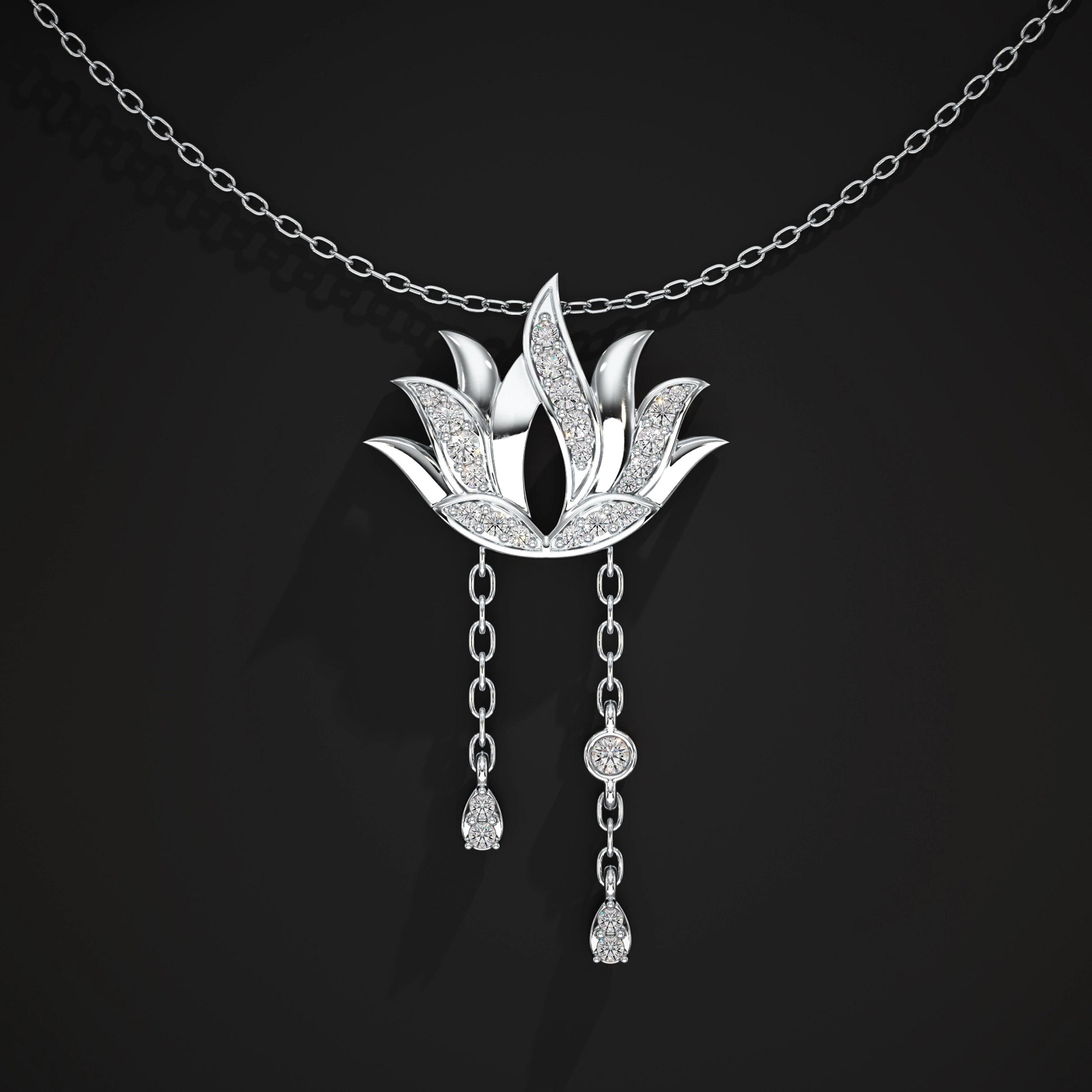 Lotus Pendant With Diamond Accent Pendant
