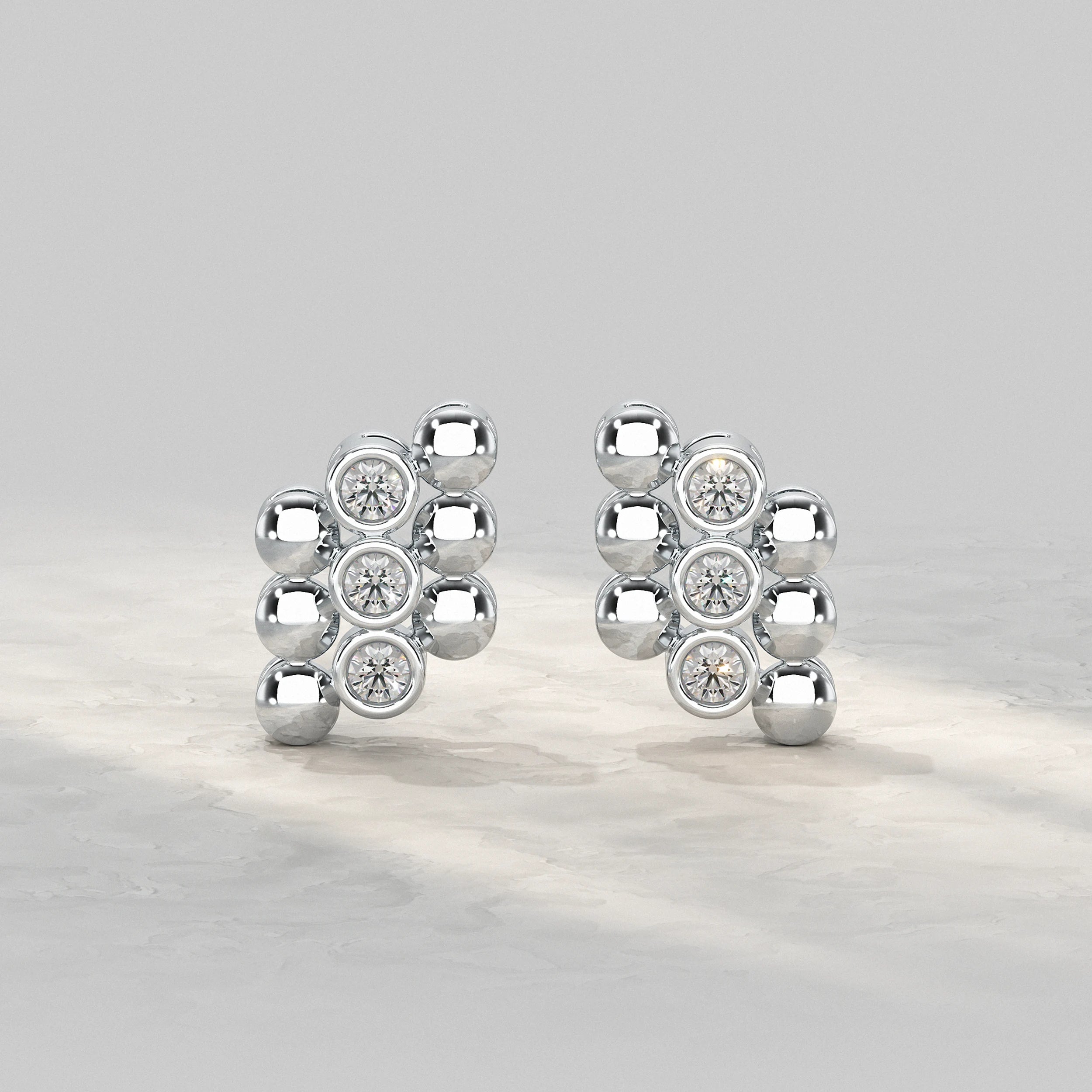 Bubble Cluster Diamond Pattern Stud Earrings Earrings