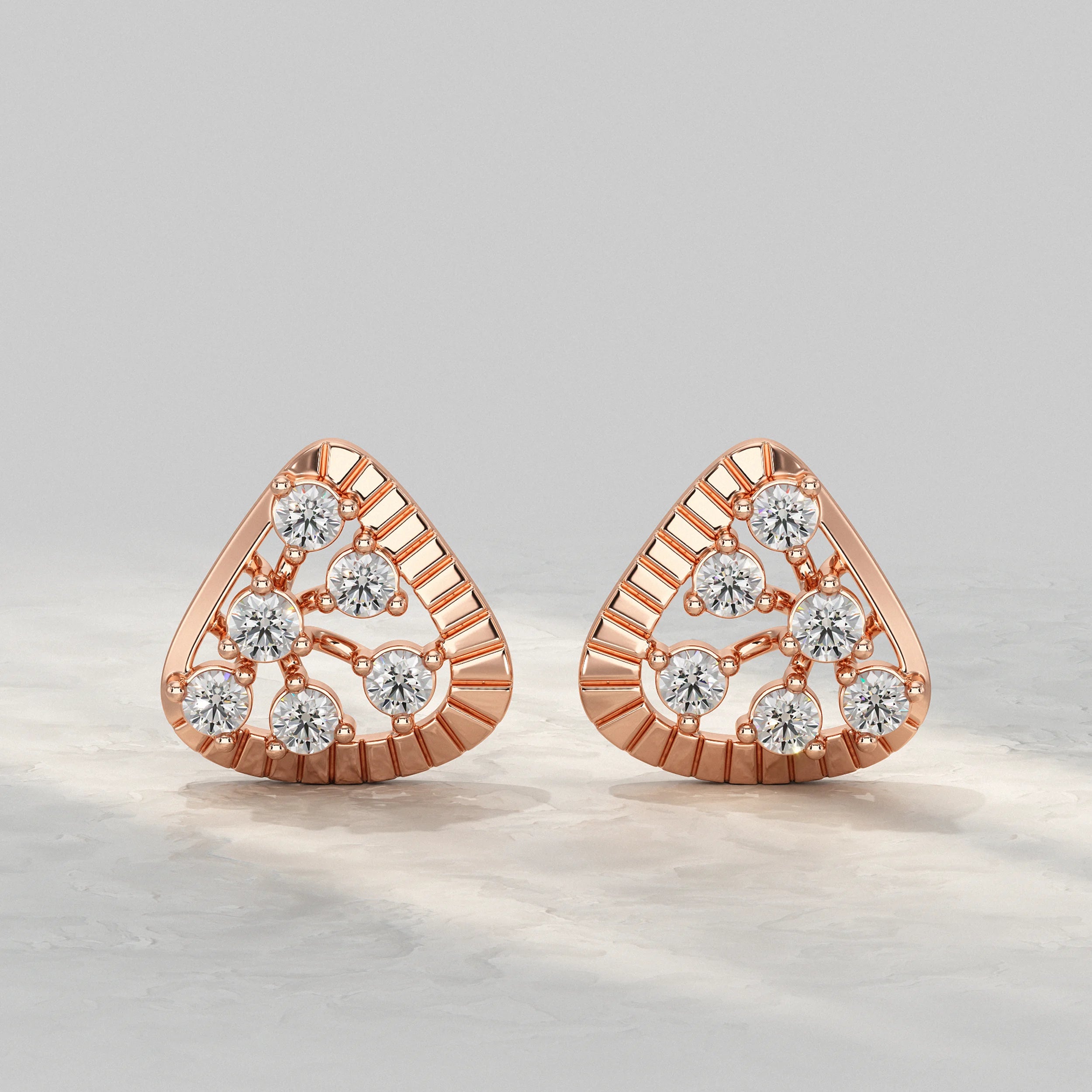Round Lab Diamond Triangular Stud Earrings Earrings