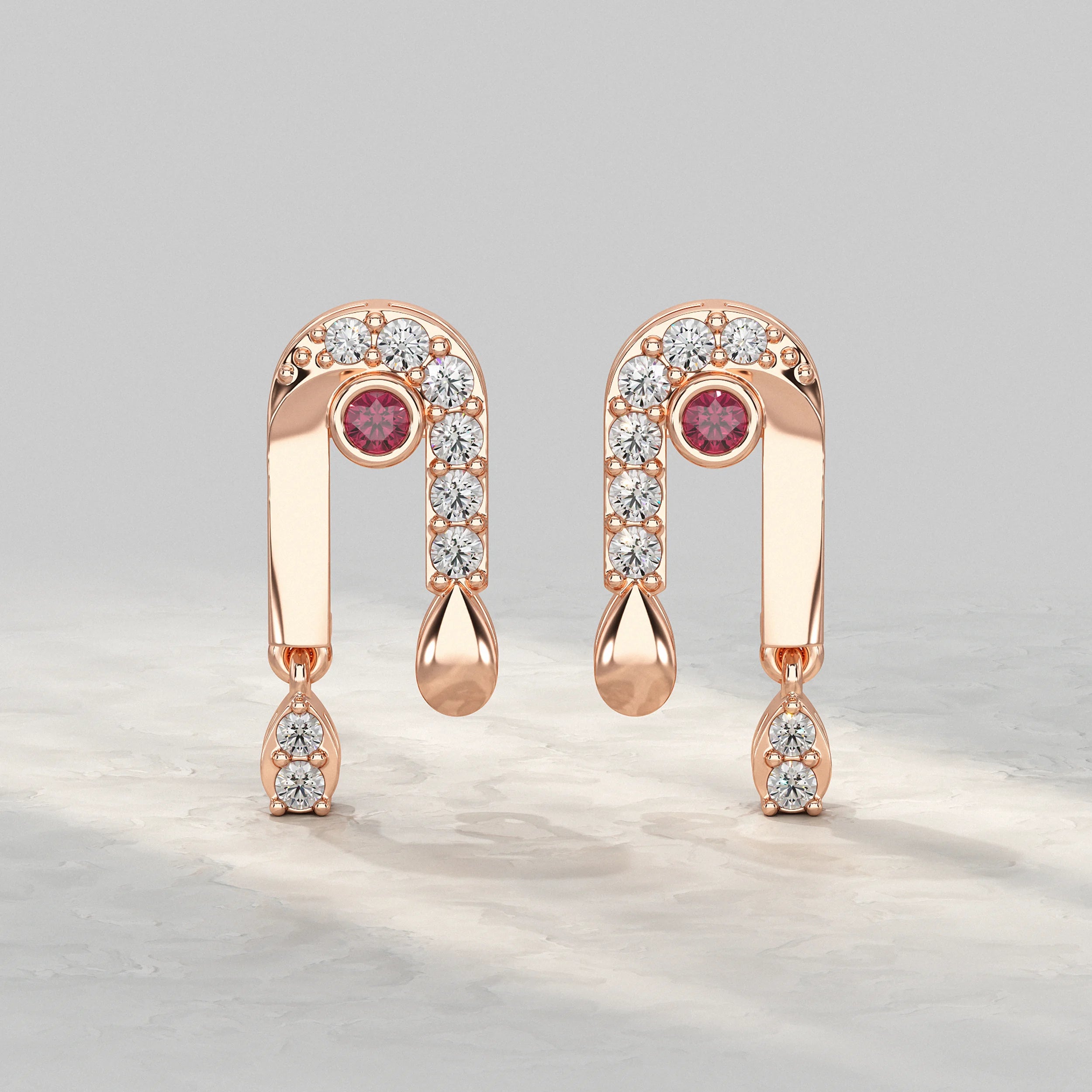 Ruby And Diamond Drop Accent Stud Earrings Earrings