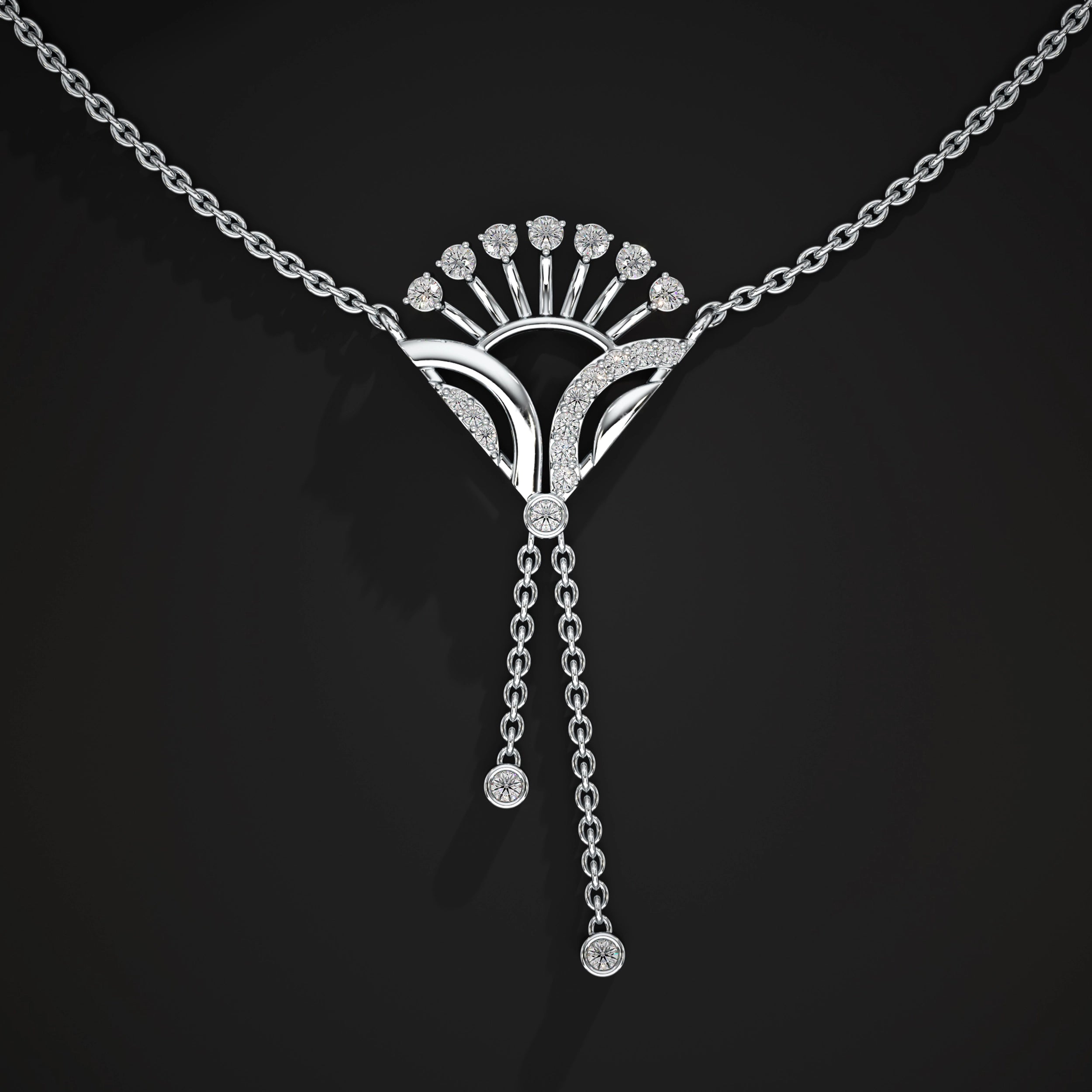 Diamond Pendant with Drop Chains Pendant