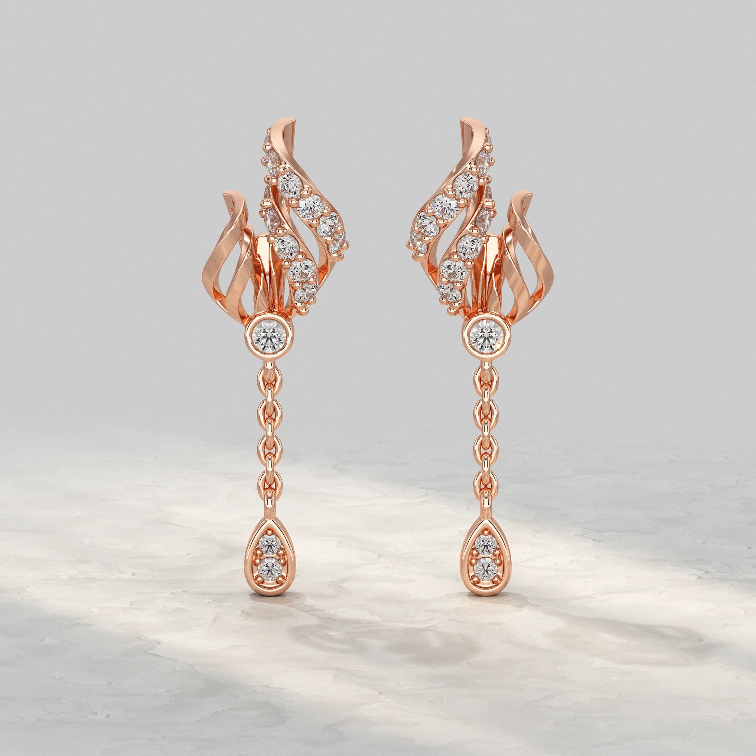 Twisted Lab Diamond Chain Drop Earrings Earrings
