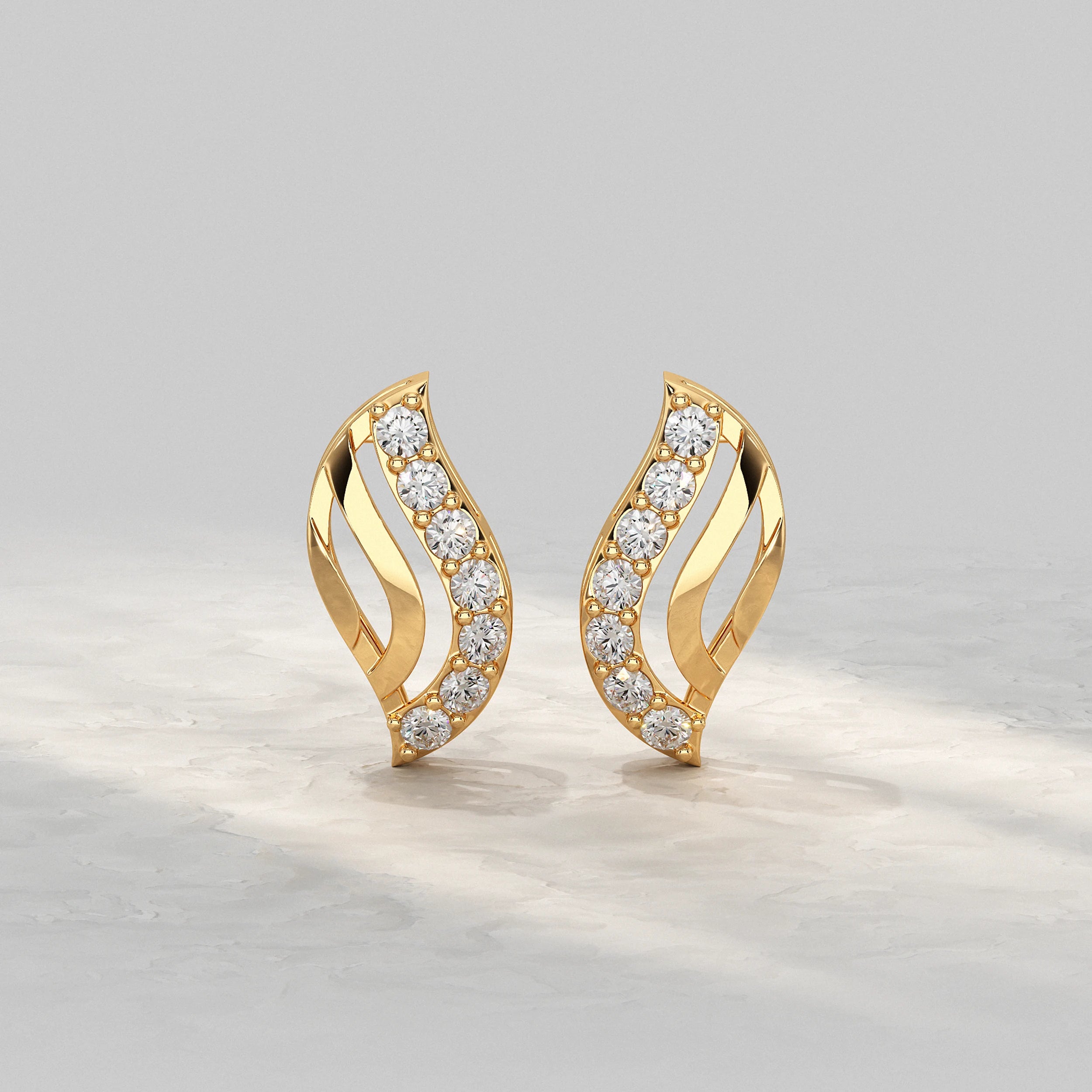 Wave Design Diamond Accent Stud Earrings Earrings