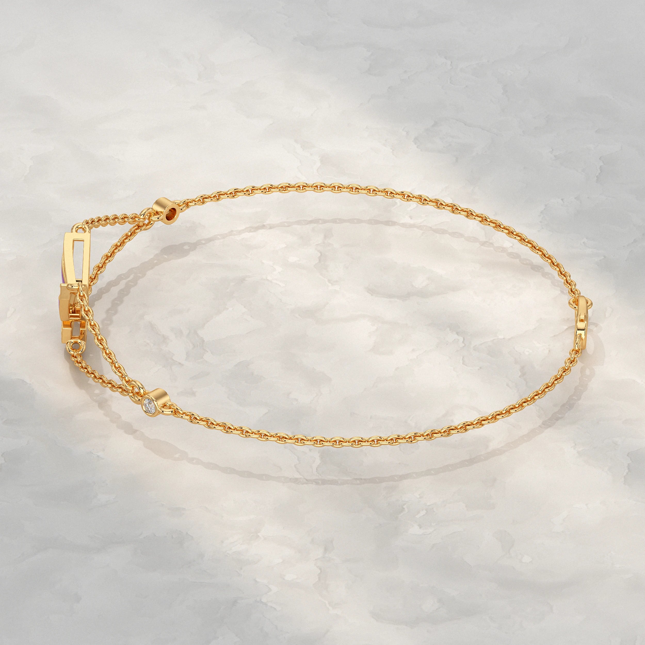 Enamel Butterfly Lab Diamond Bracelet Bracelet