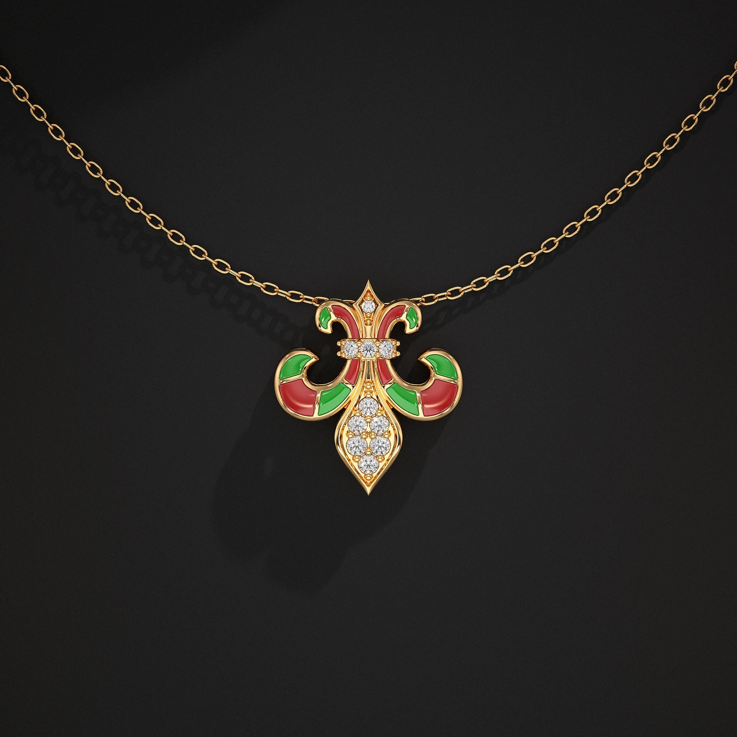 Enamel Lab Diamond Pendant Pendant