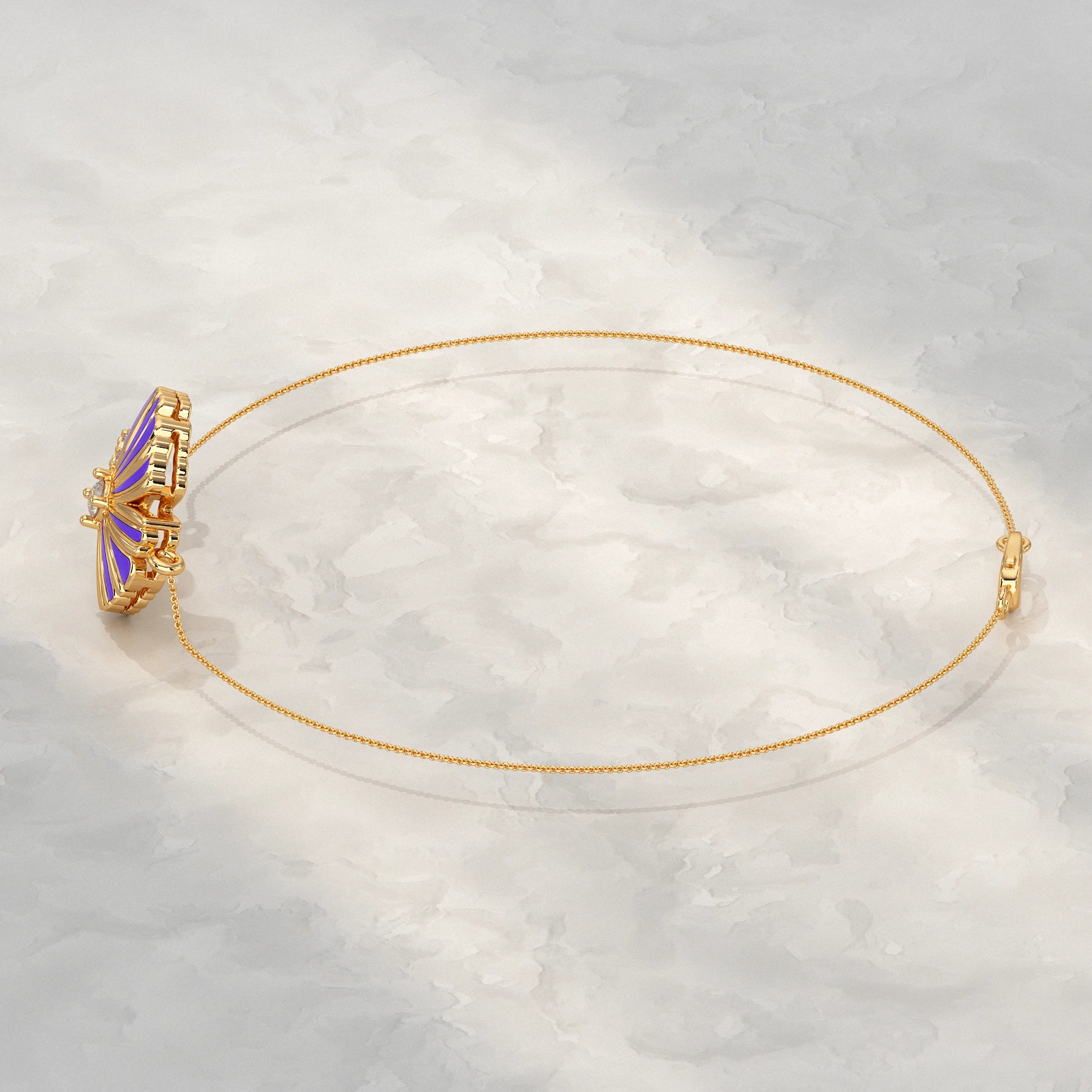Enamel Flower Lab Diamond Bracelet Bracelet