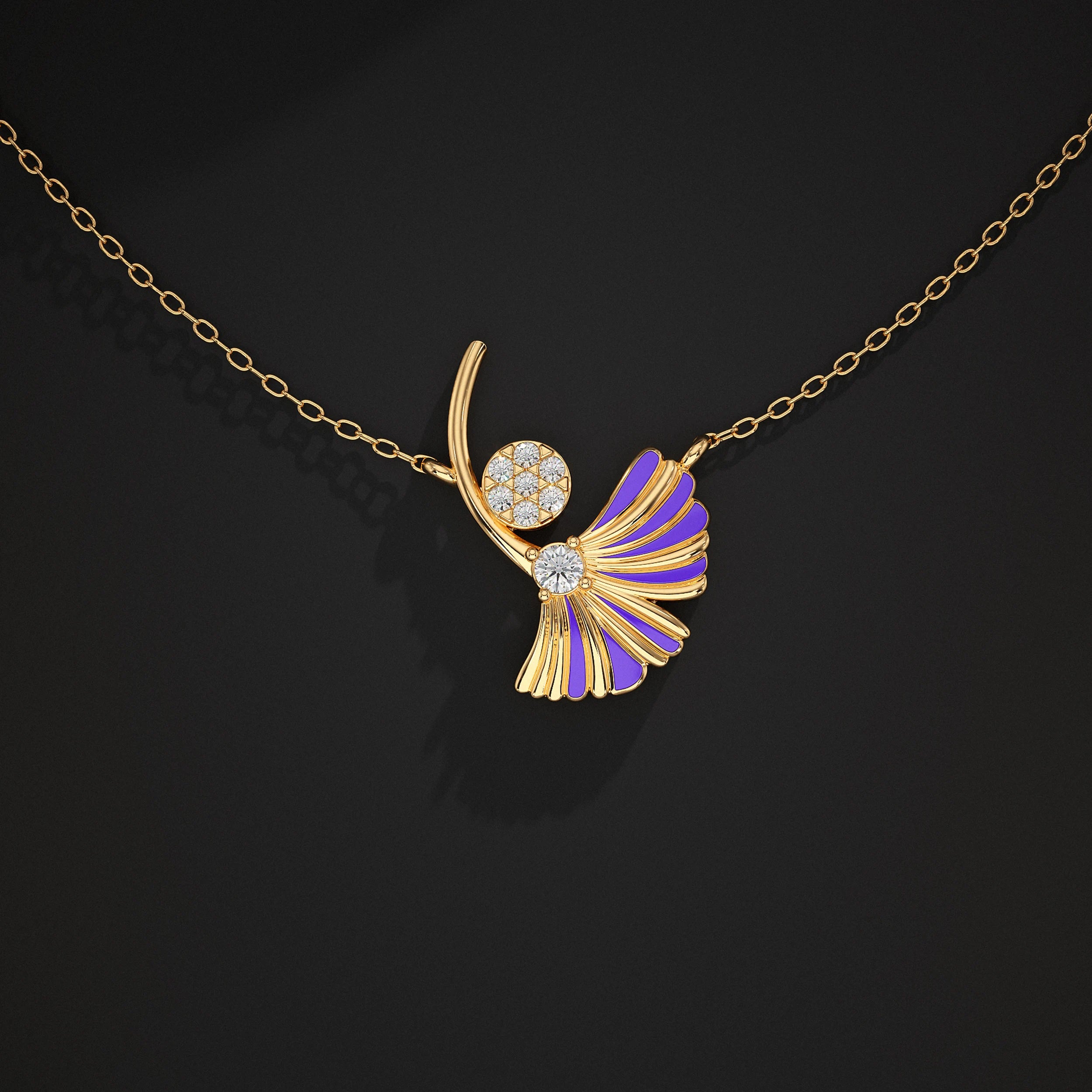 Enamel Flower Lab Diamond Pendant Pendant