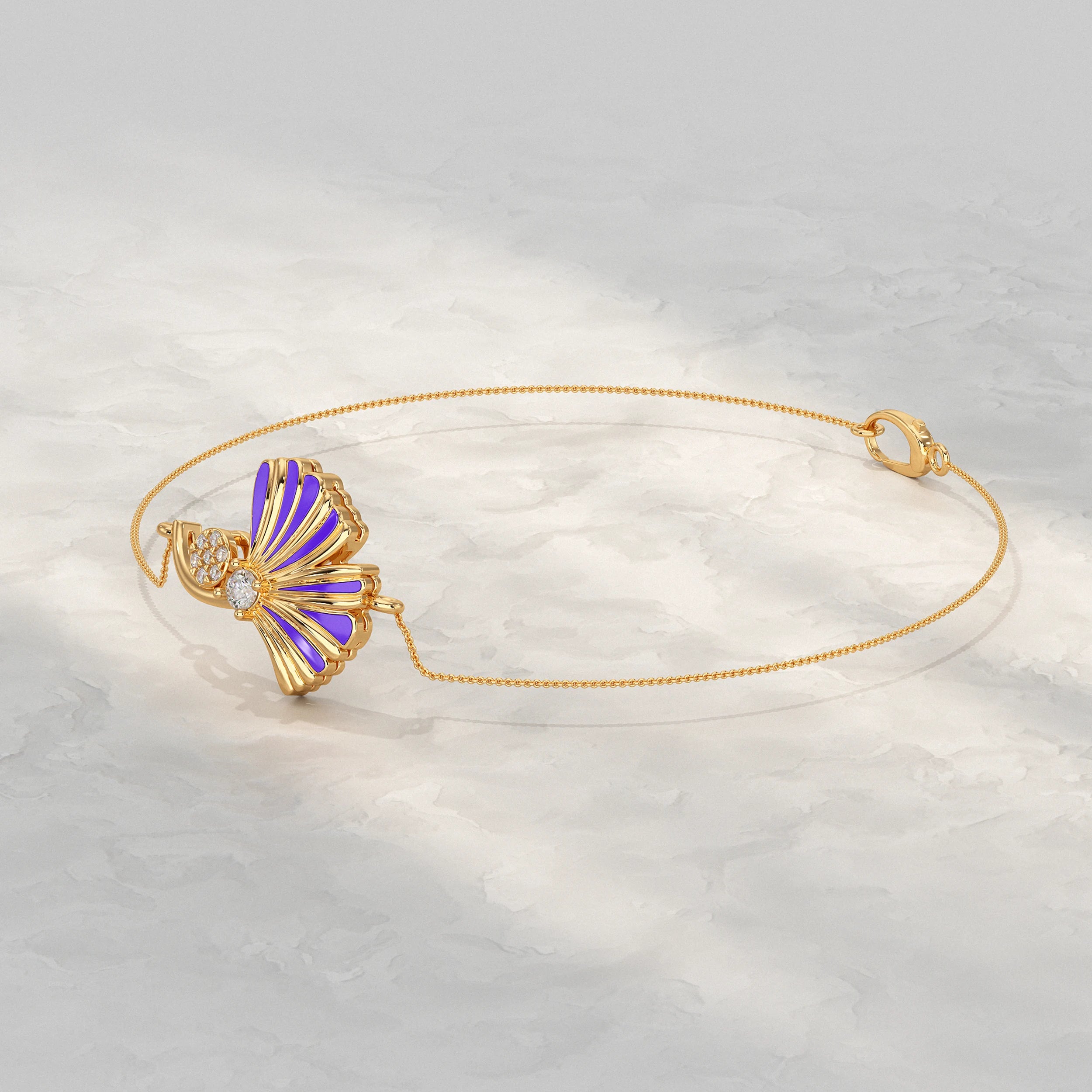 Enamel Flower Lab Diamond Bracelet Bracelet