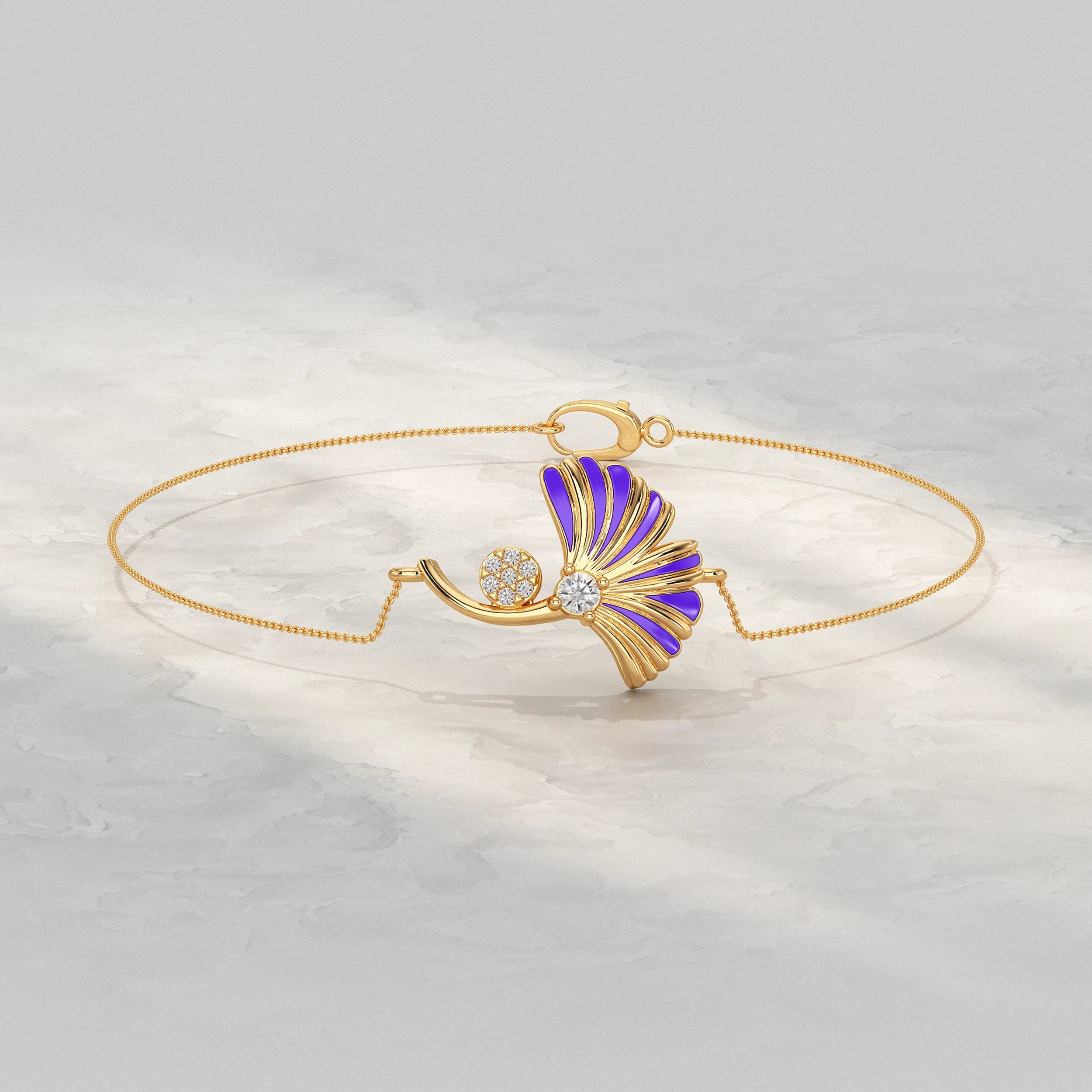 Enamel Flower Lab Diamond Bracelet Bracelet