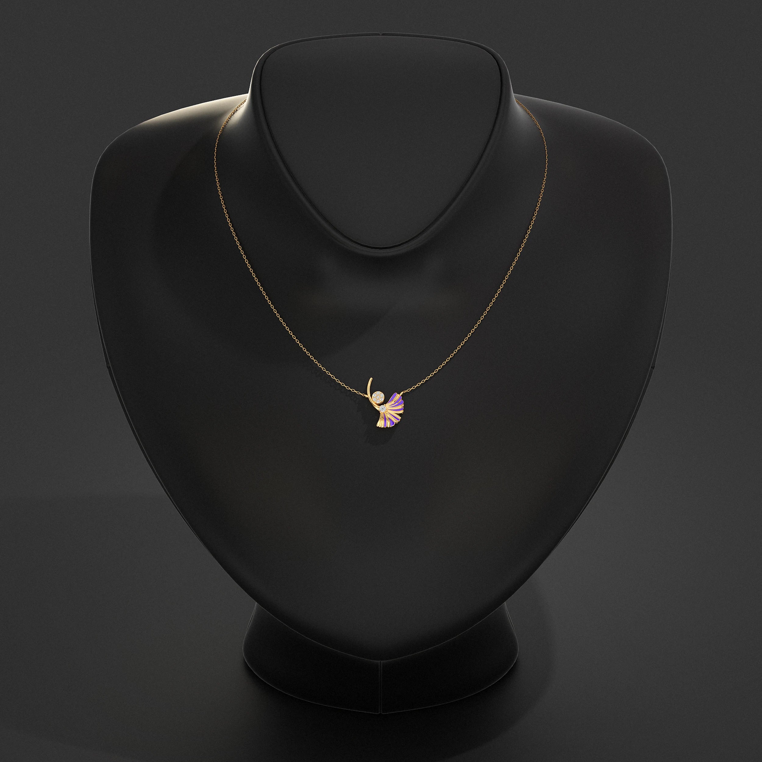 Enamel Flower Lab Diamond Pendant Pendant