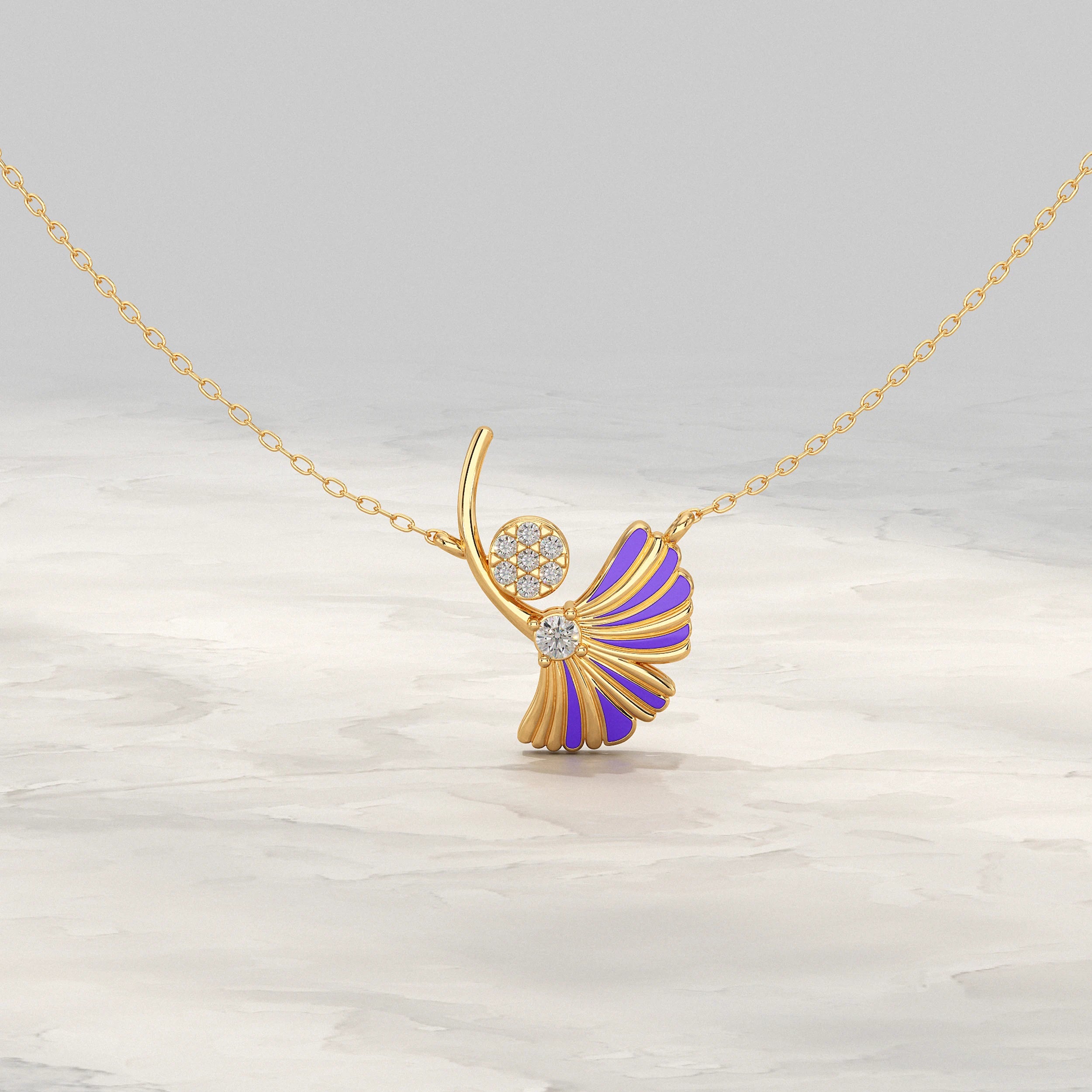 Enamel Flower Lab Diamond Pendant Pendant