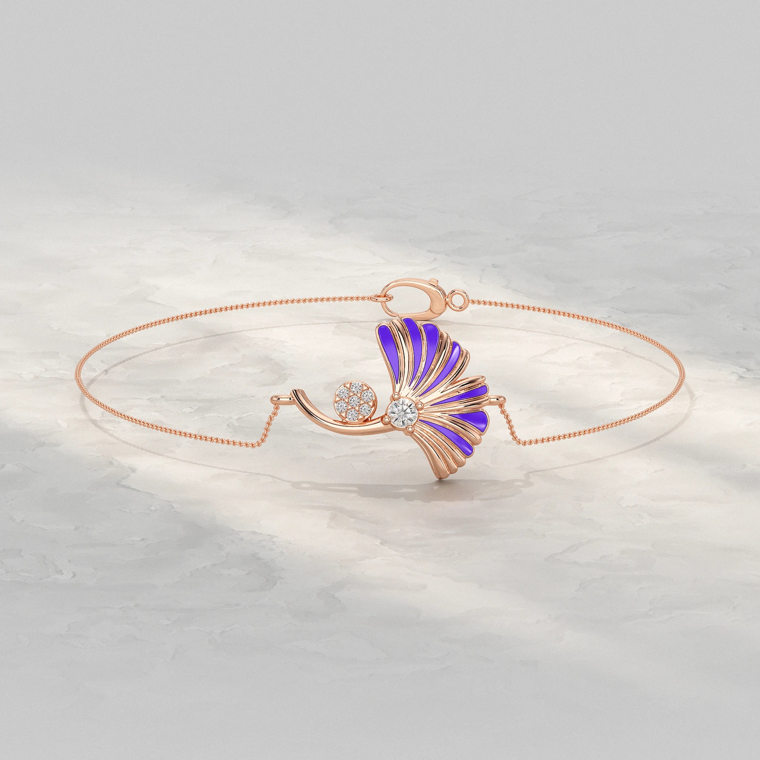 Enamel Flower Lab Diamond Bracelet Bracelet