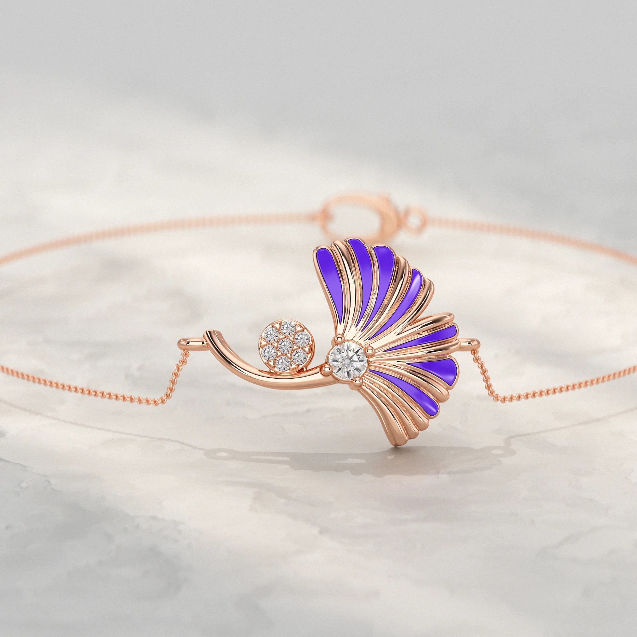 Enamel Flower Lab Diamond Bracelet Bracelet