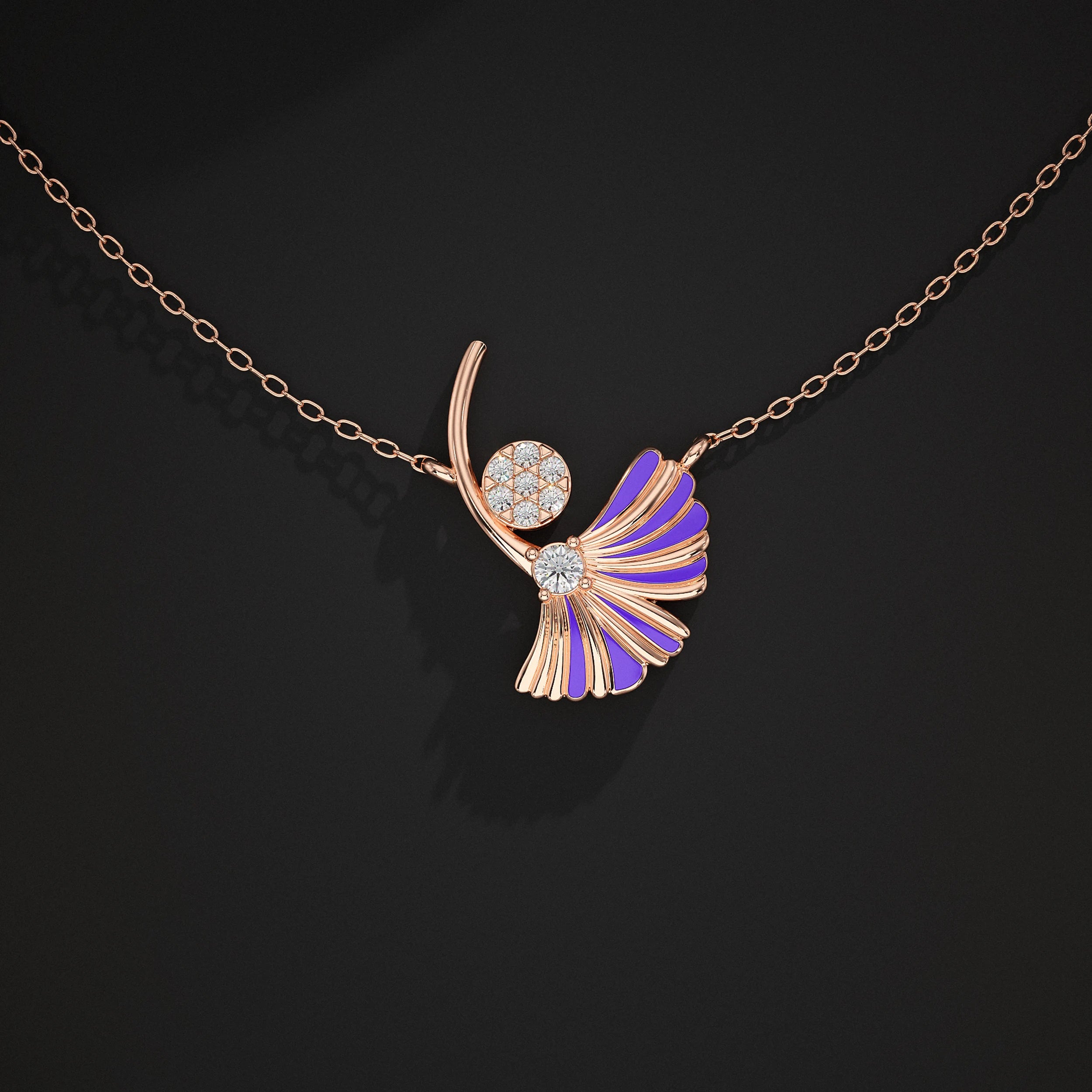 Enamel Flower Lab Diamond Pendant Pendant