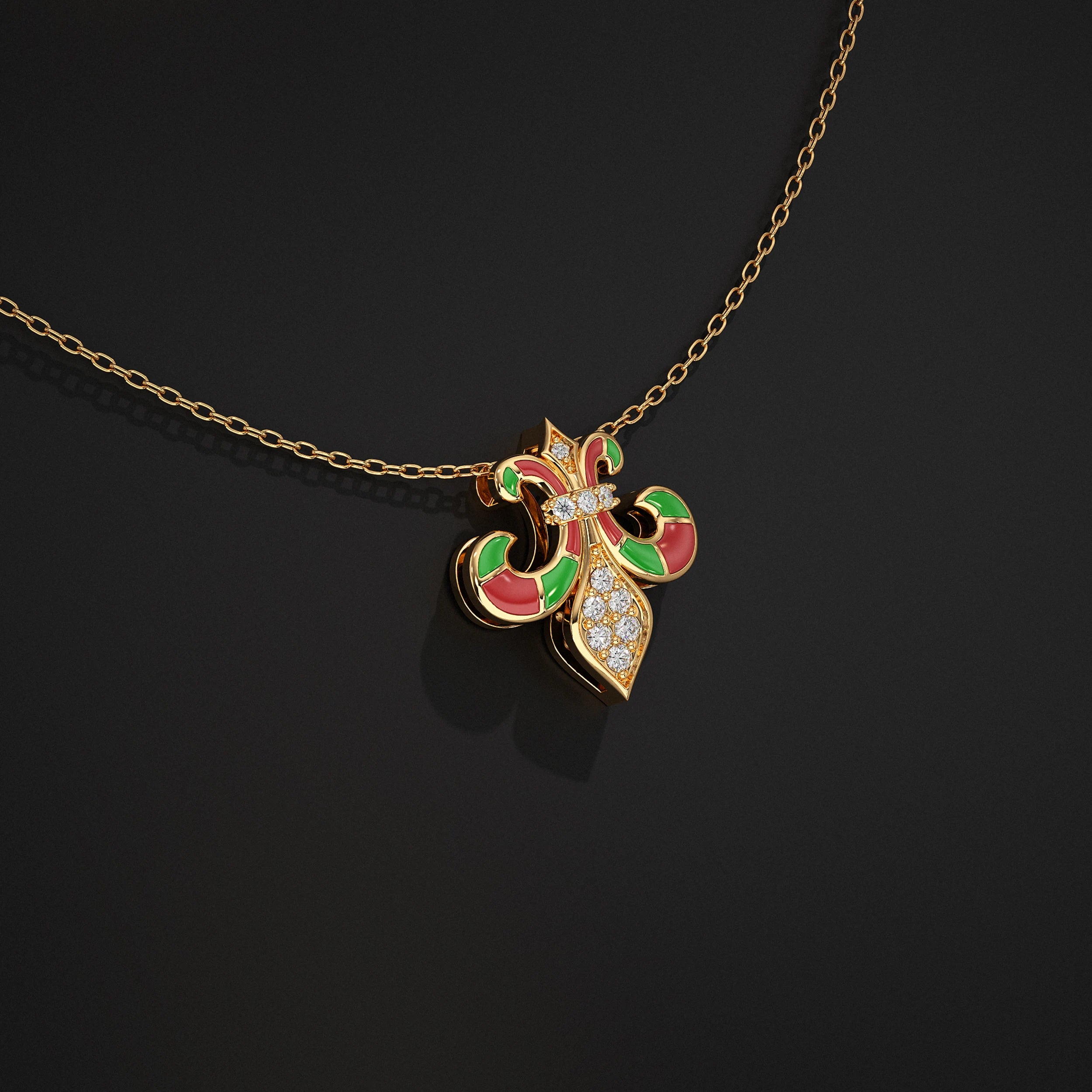 Enamel Lab Diamond Pendant Pendant