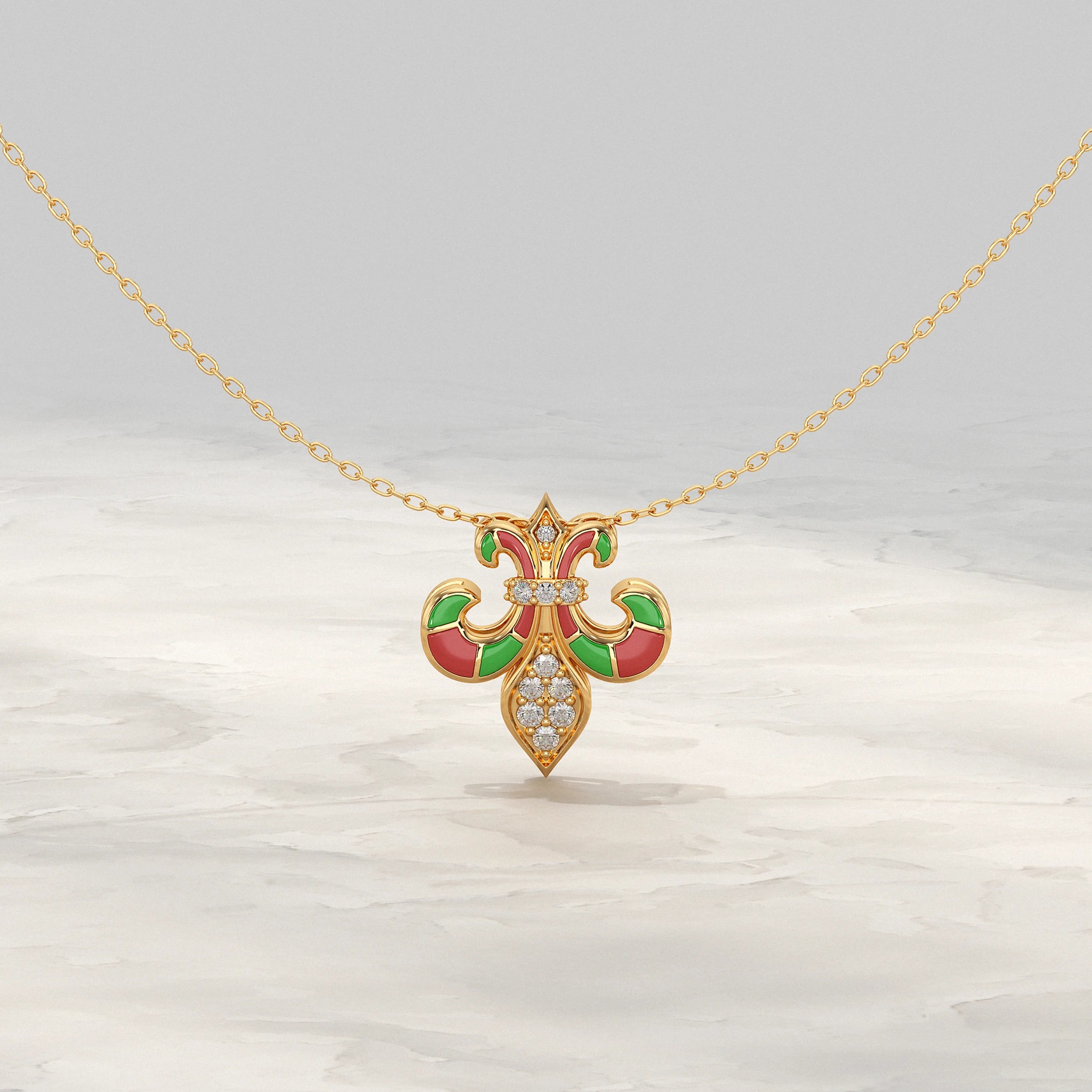 Enamel Lab Diamond Pendant Pendant