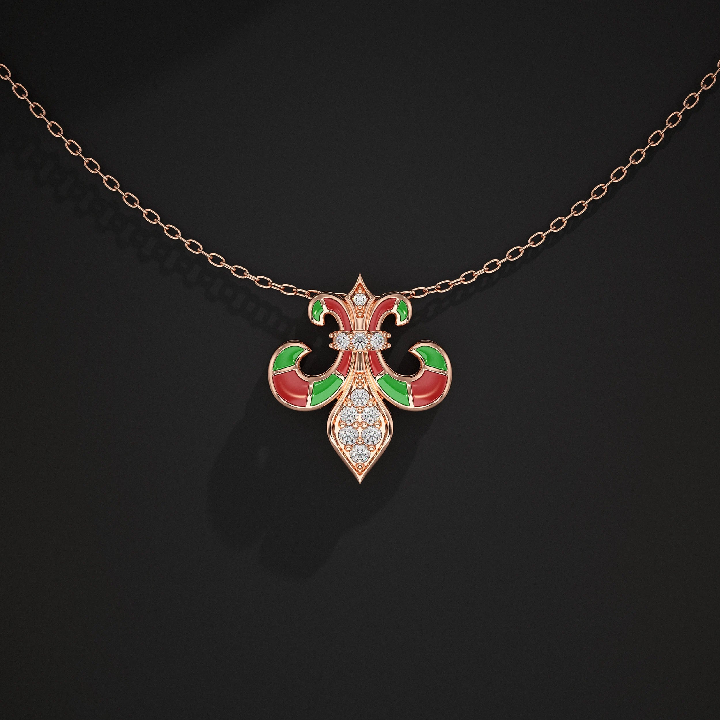 Enamel Lab Diamond Pendant Pendant