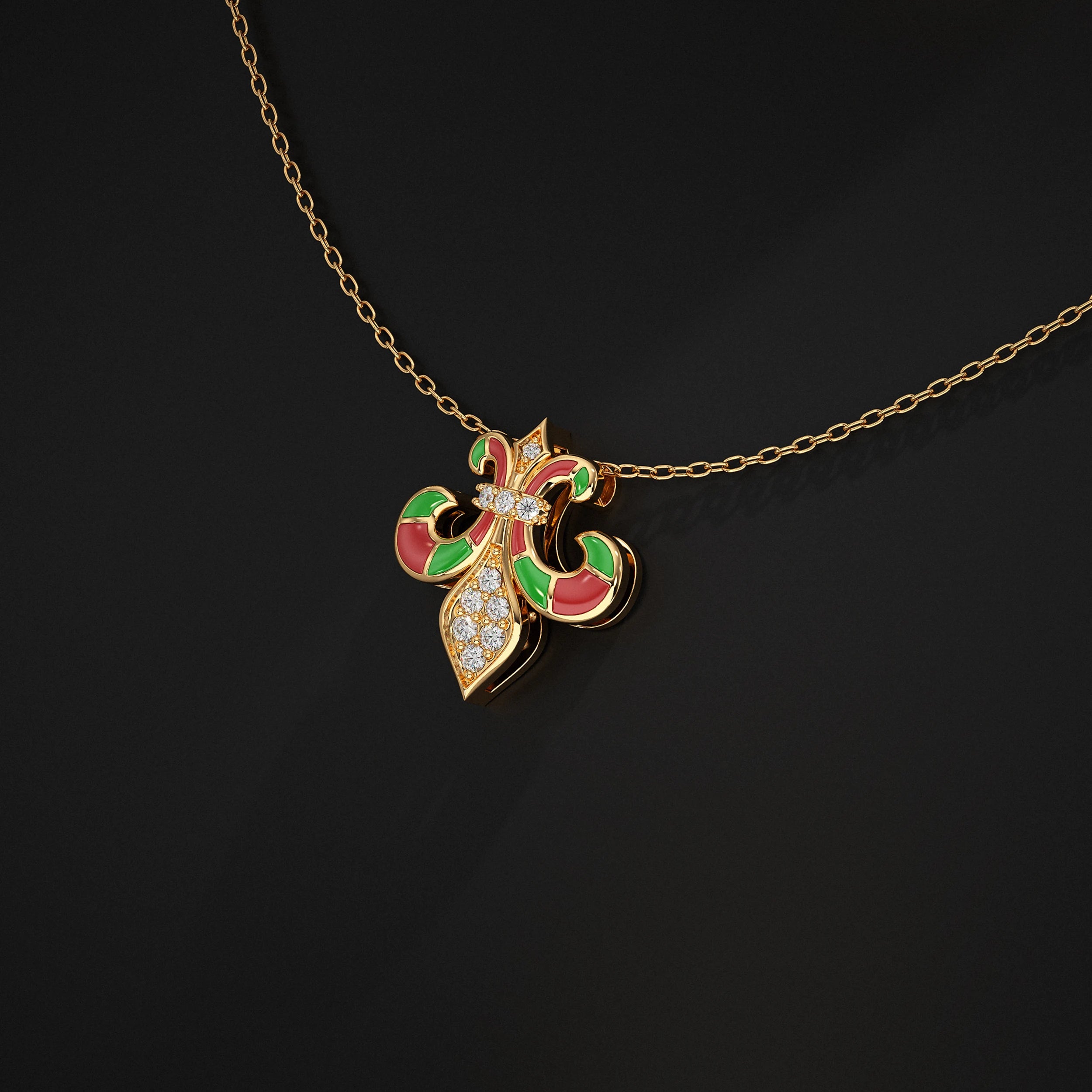 Enamel Lab Diamond Pendant Pendant