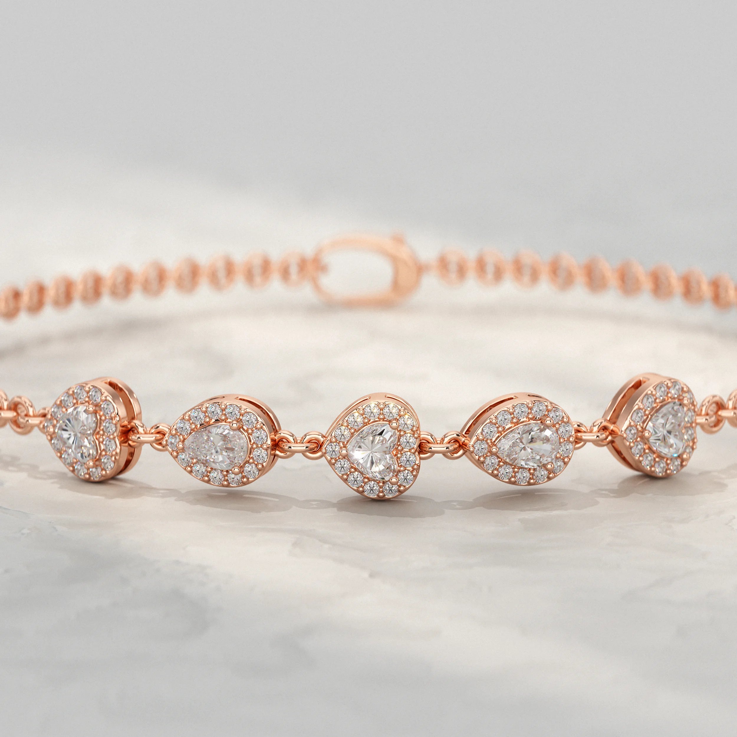 Five Stone Lab Diamond Halo Bracelet Bracelet