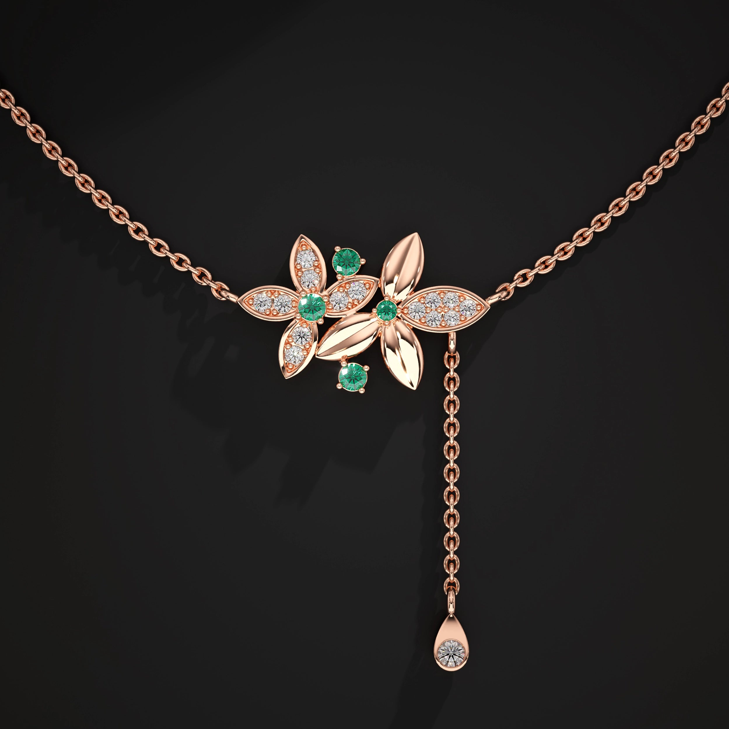 Dual Flower Lab Grown Diamond Pendant Pendant