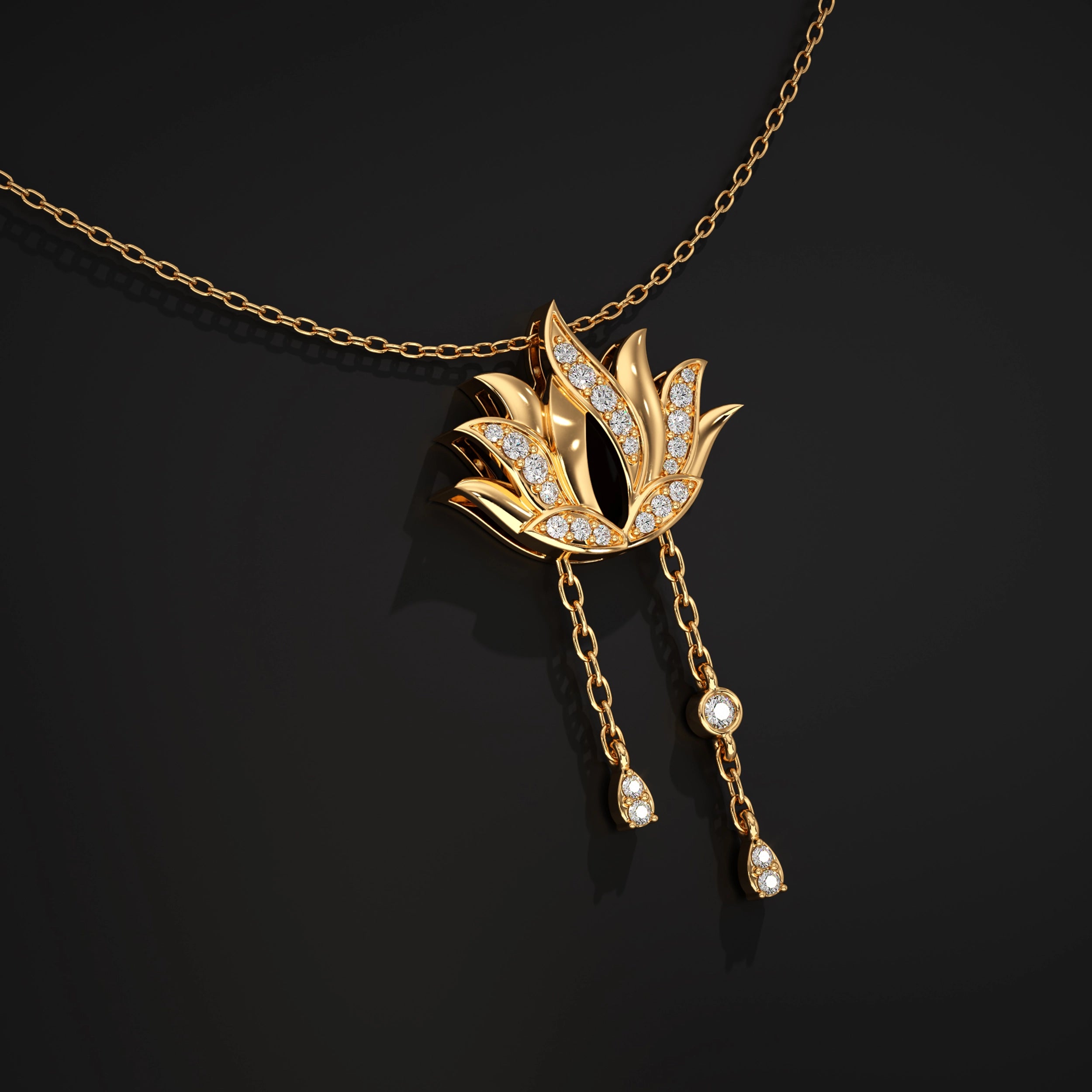 Lotus Pendant With Diamond Accent Pendant