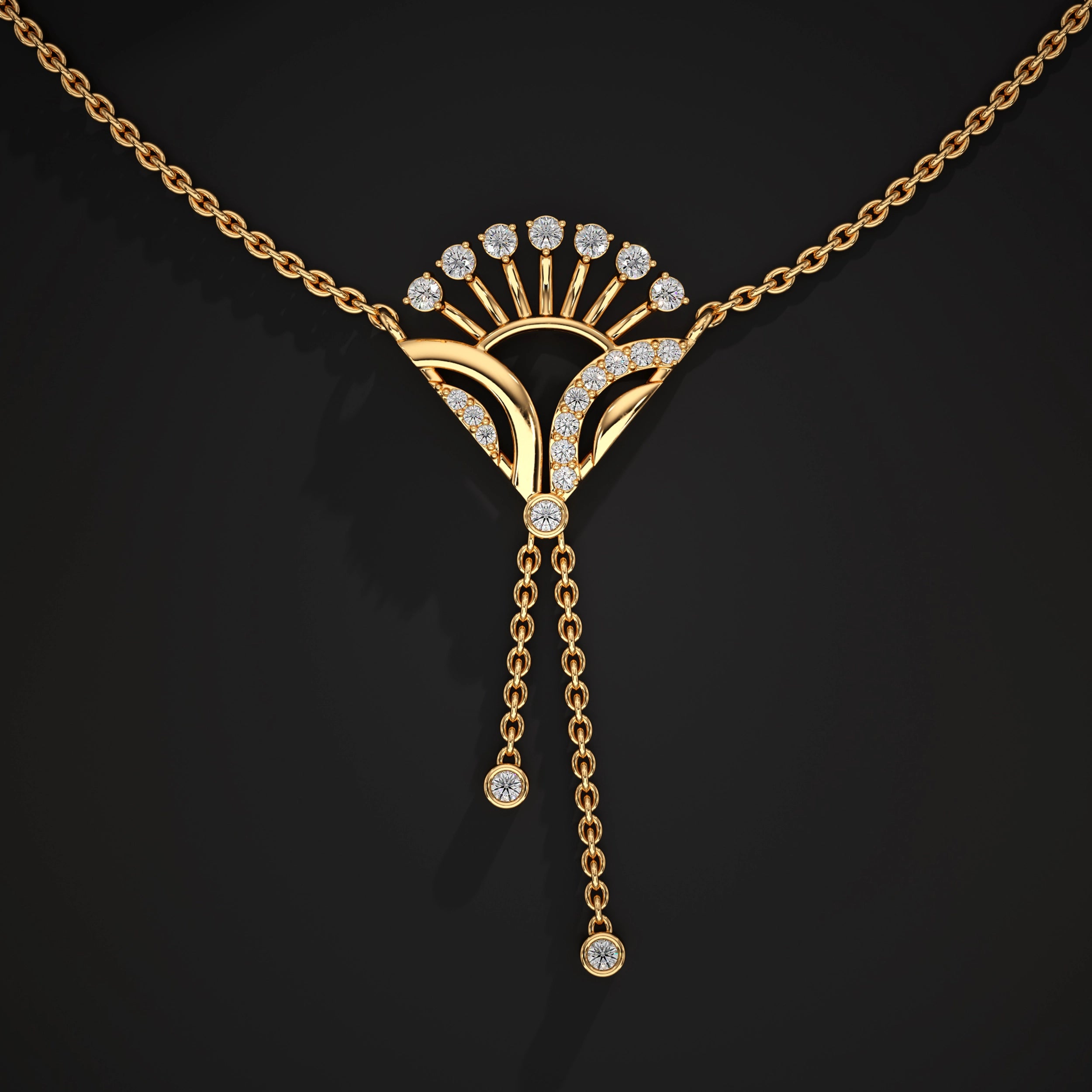 Diamond Pendant with Drop Chains Pendant