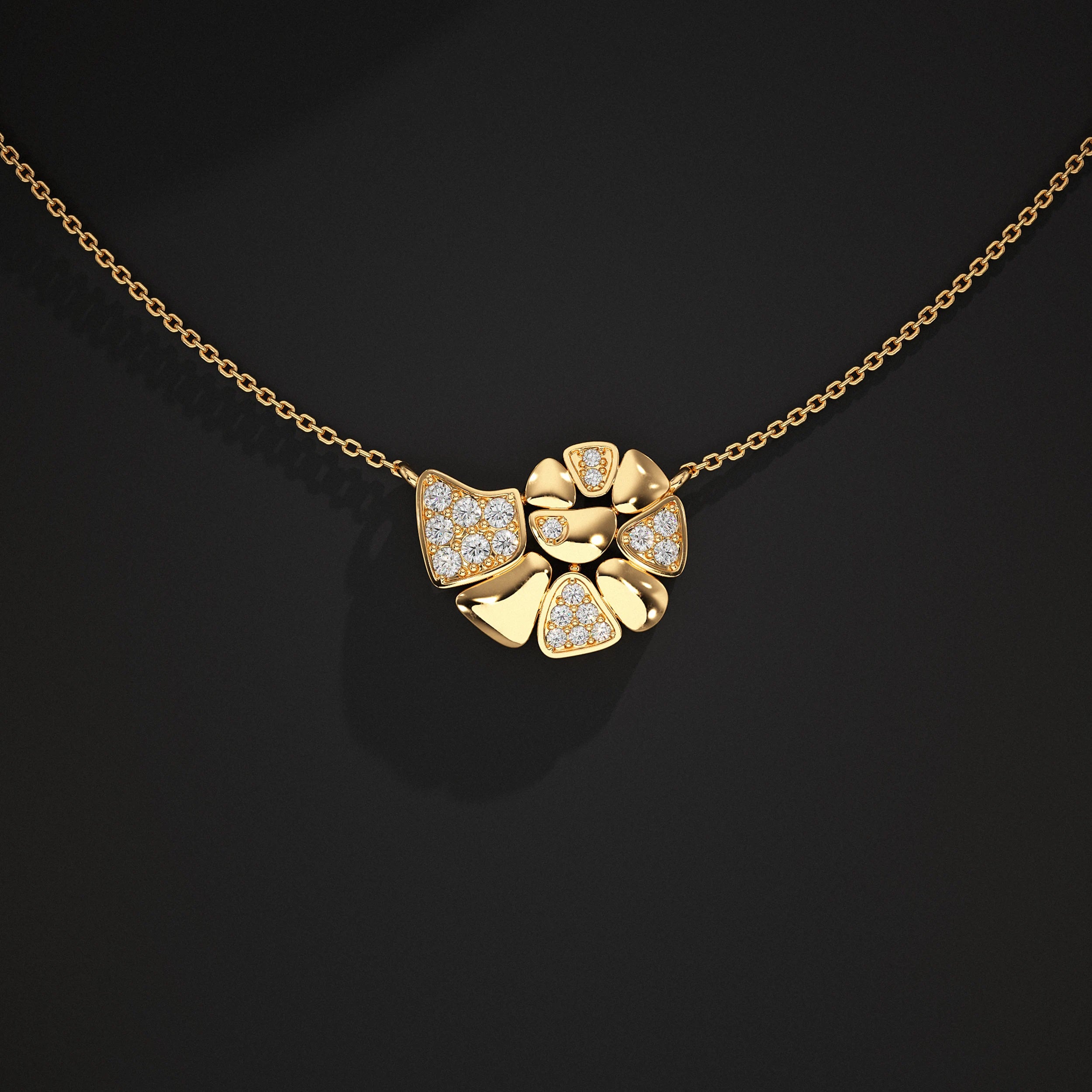 Yellow Gold Cluster Set Lab Diamond Pendant Pendant