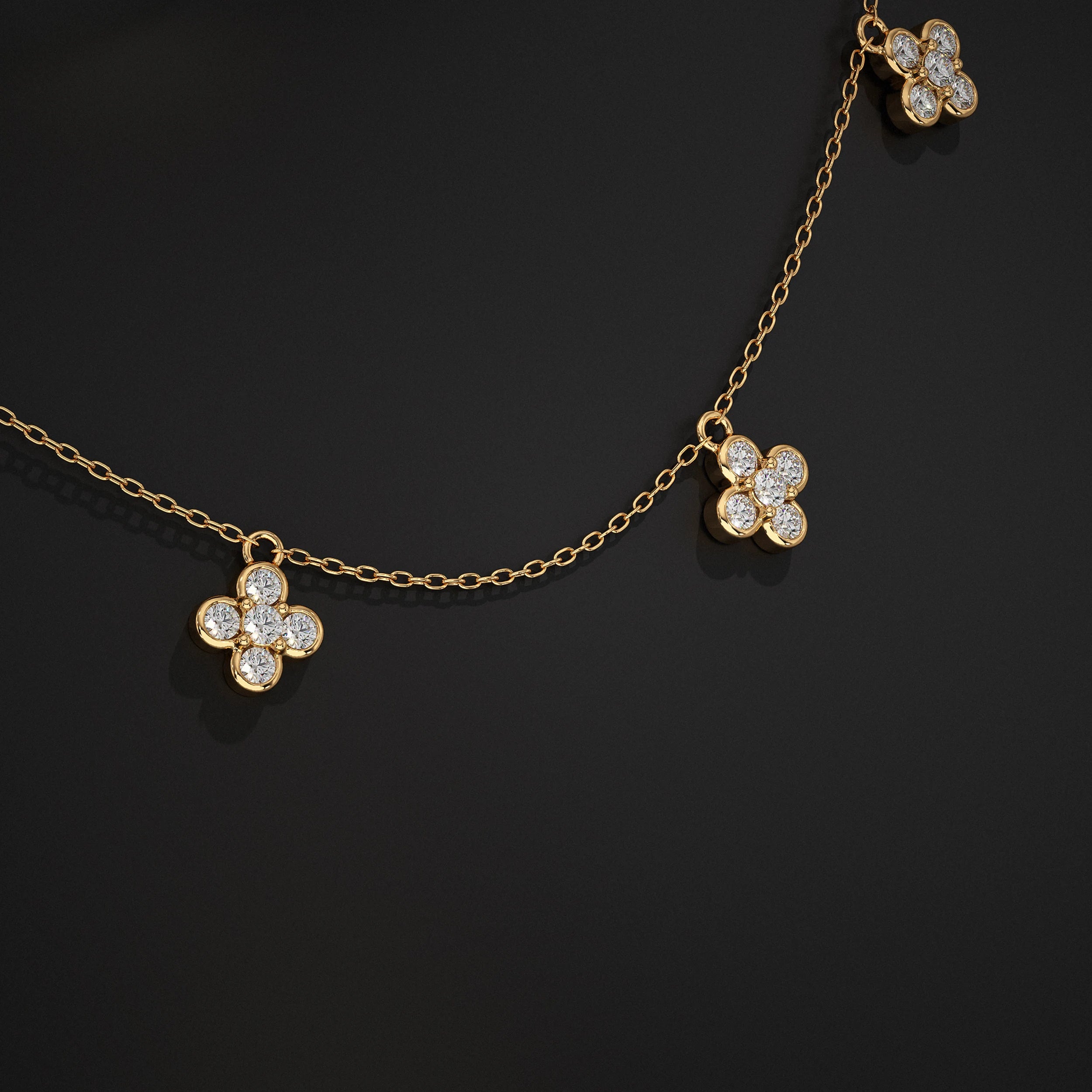 Daisy Flower Lab Diamond Necklace Pendant