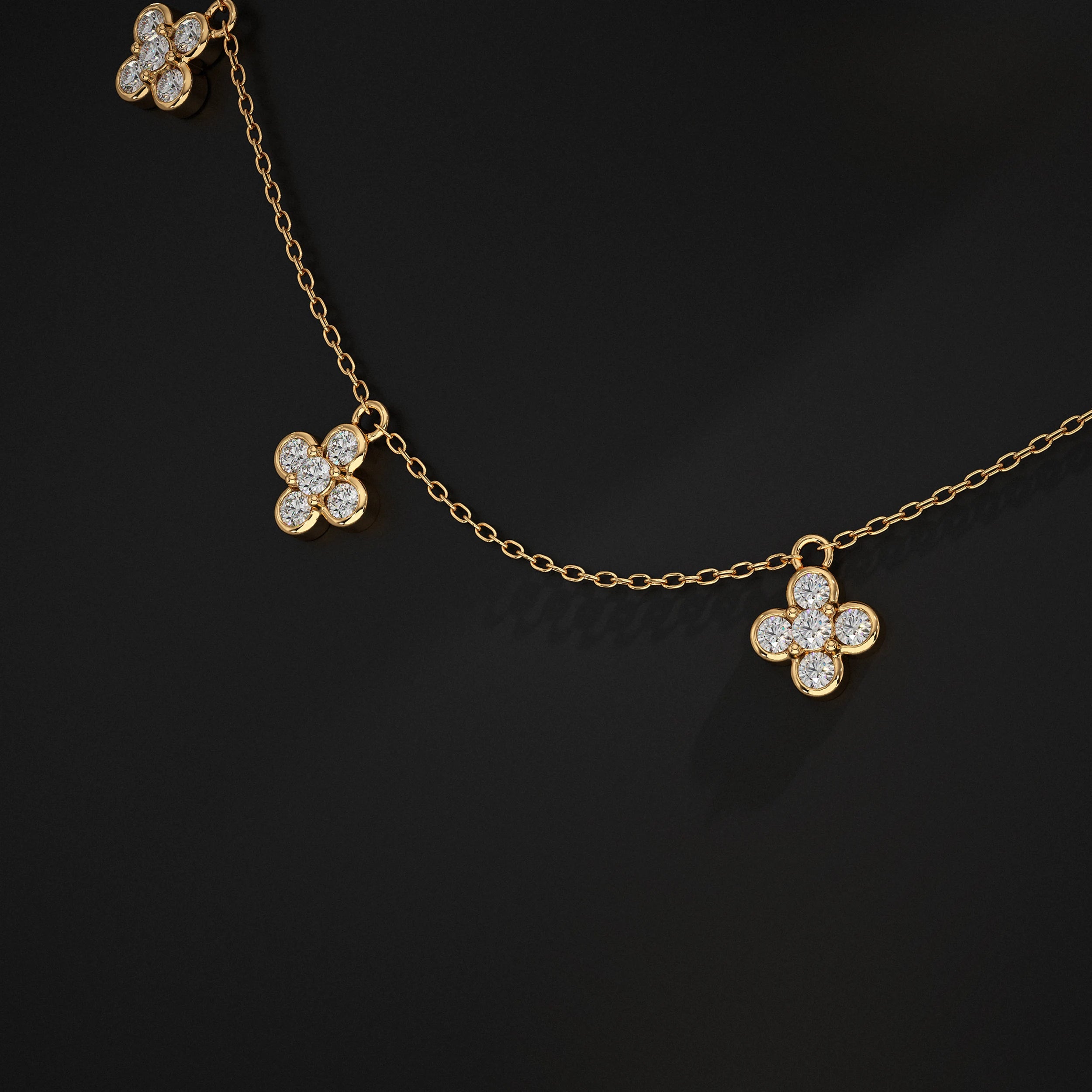 Daisy Flower Lab Diamond Necklace Pendant