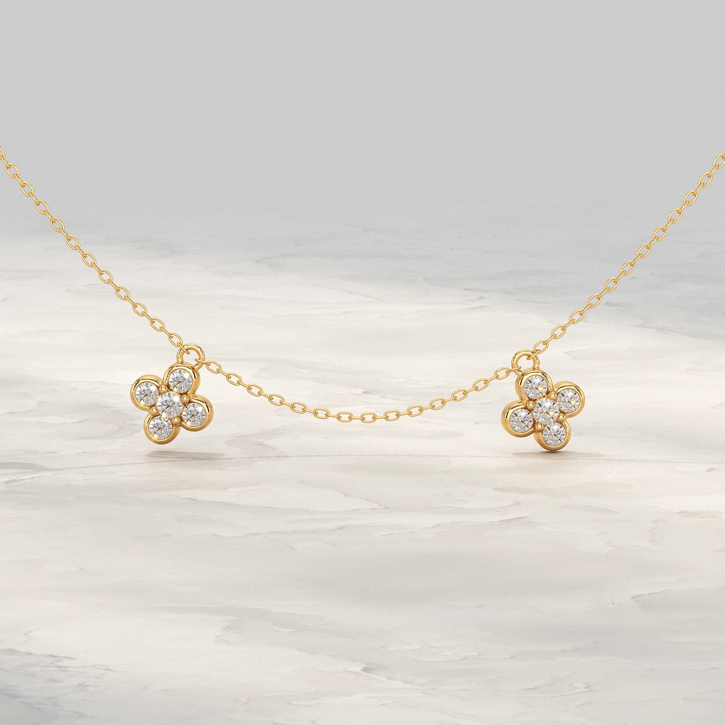 Daisy Flower Lab Diamond Necklace Pendant