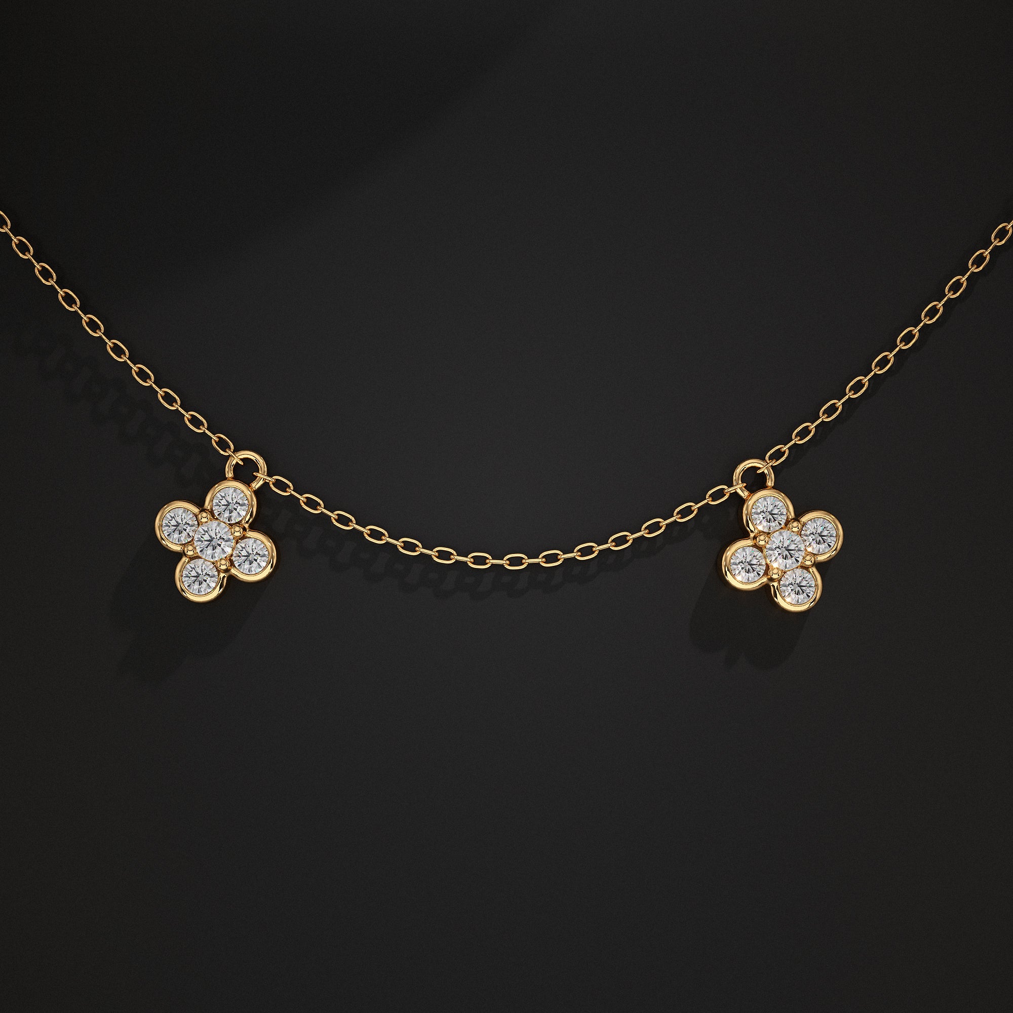 Daisy Flower Lab Diamond Necklace Pendant