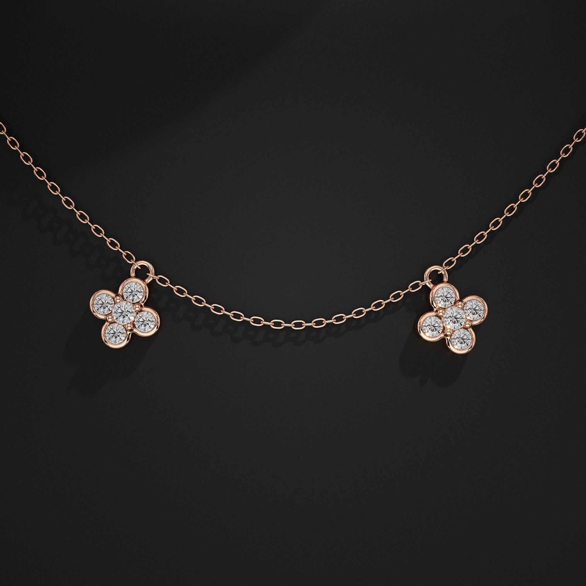 Daisy Flower Lab Diamond Necklace Pendant