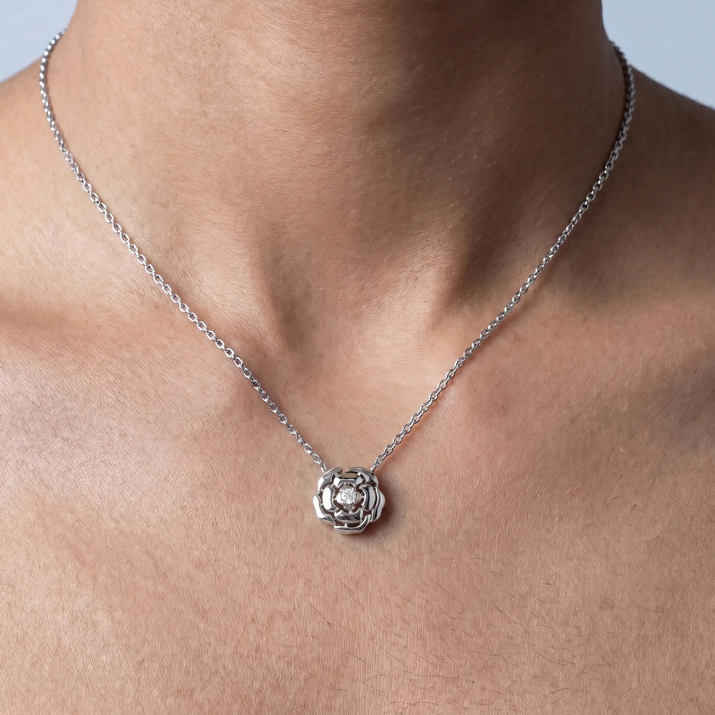Chanel Camellia Flower Round Diamond Pendant Pendant