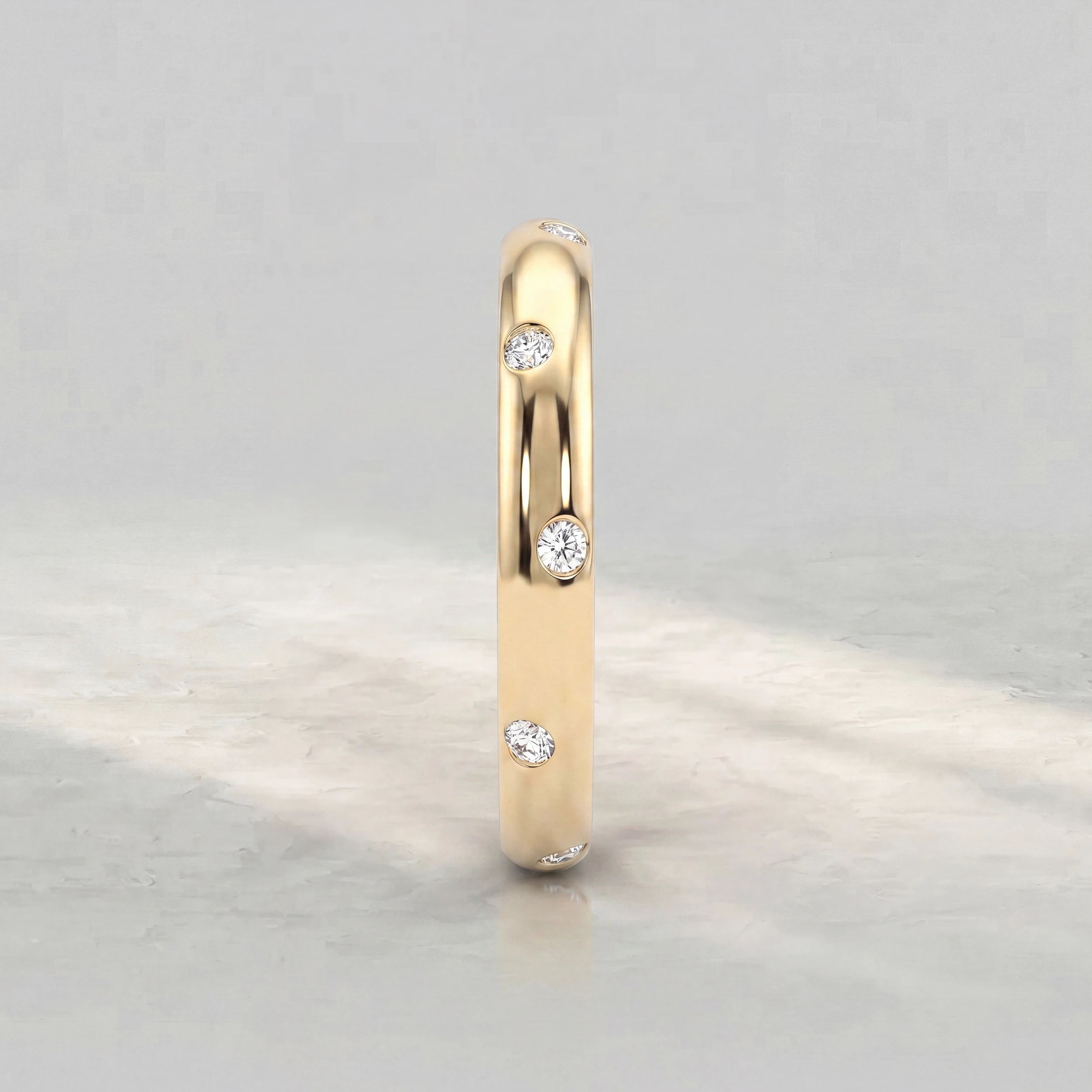Round Diamond Flush Set Band Rings