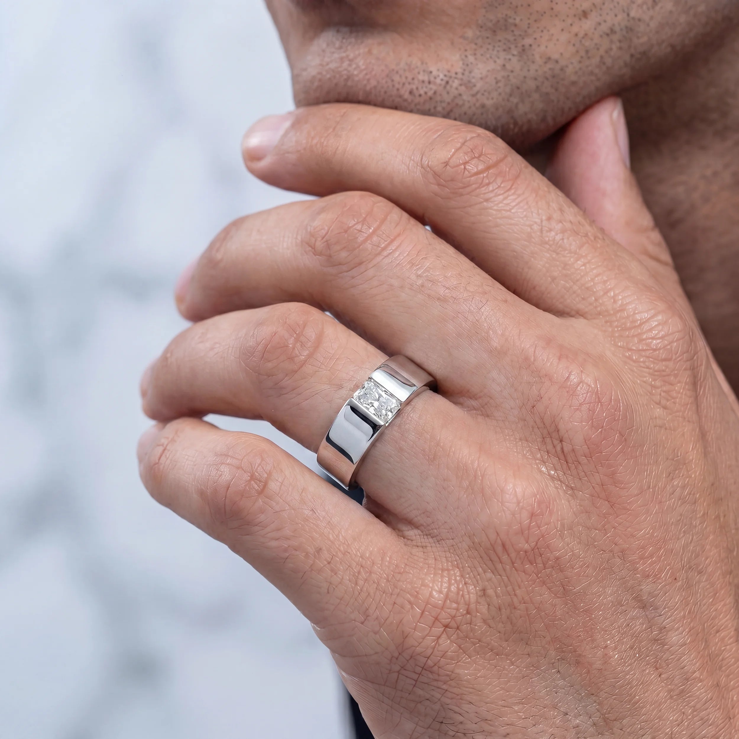 Radiant Cut Lab Diamond Men's Wedding Band Band