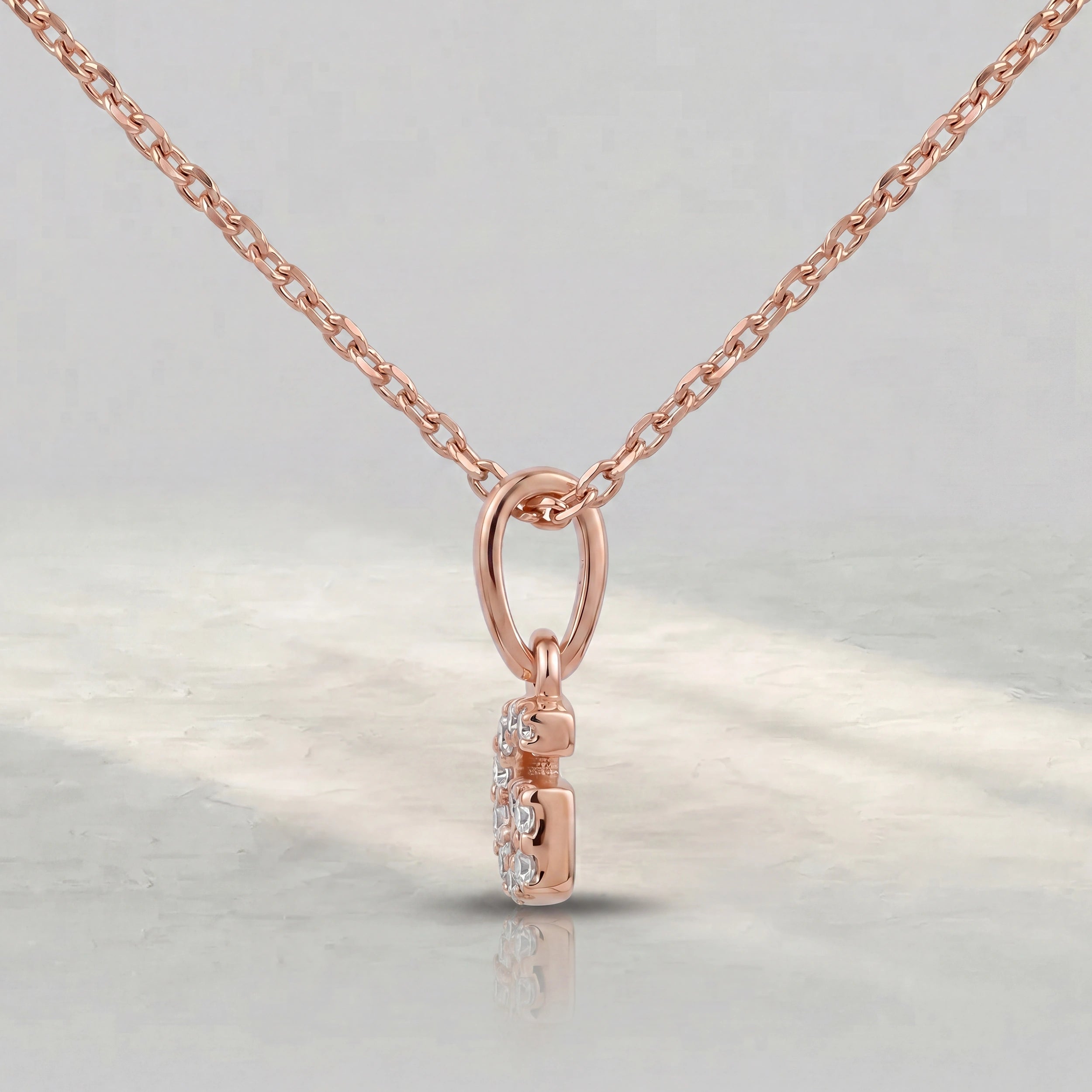 Round Diamond Initial Letter Pendant Pendant
