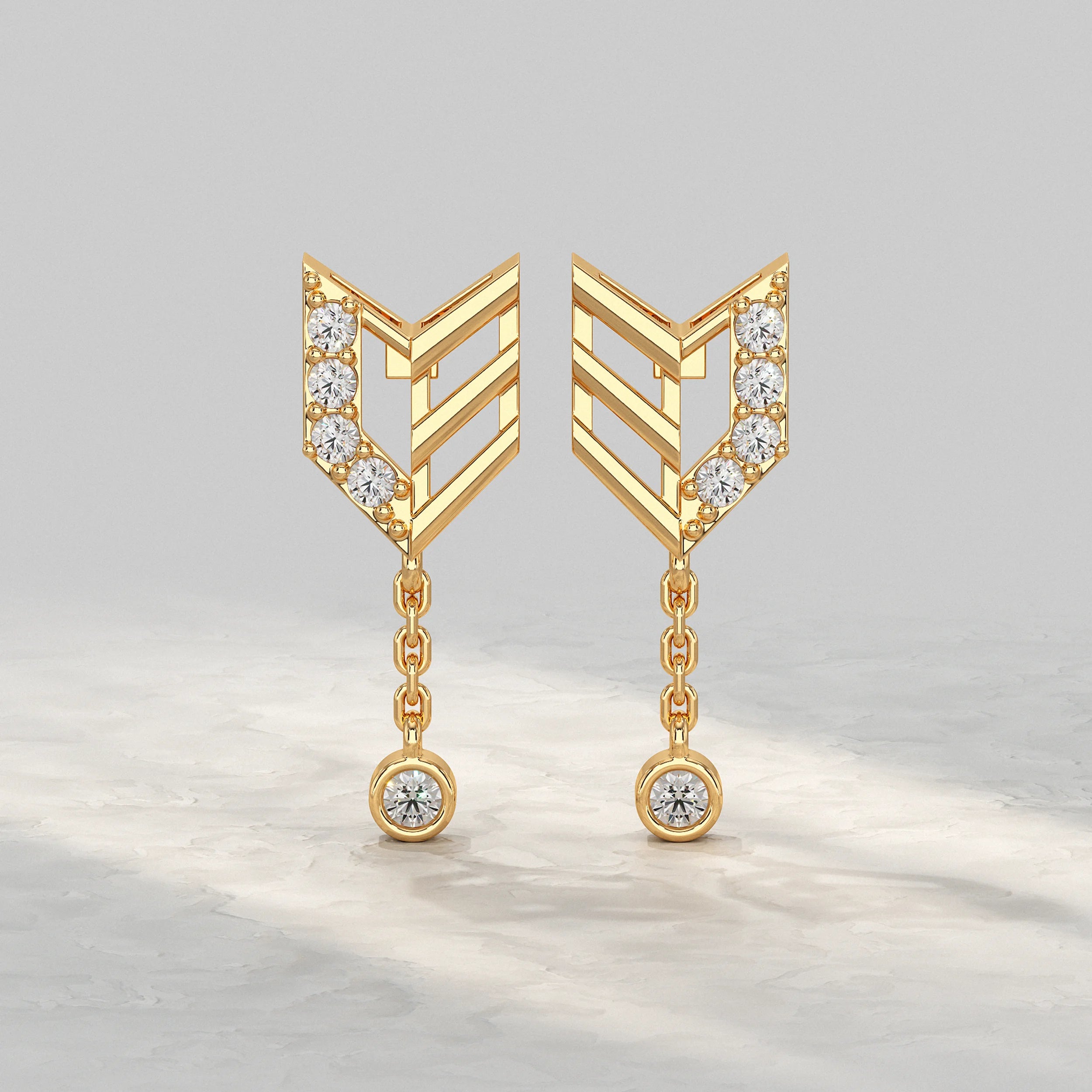 Geometric Diamond Chain Drop Earrings Earrings