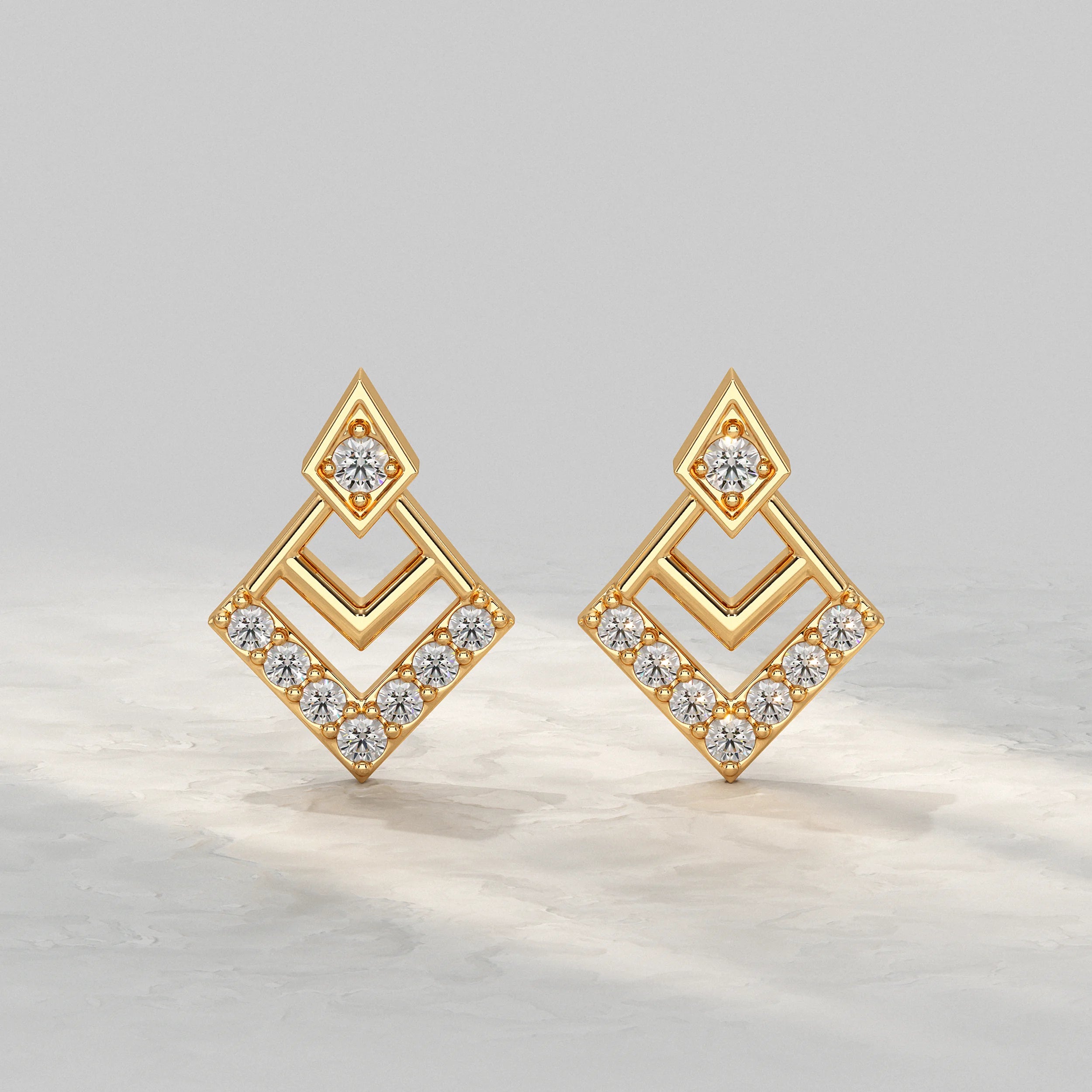 Chevron Square Lab Diamond Stud Earrings Earrings